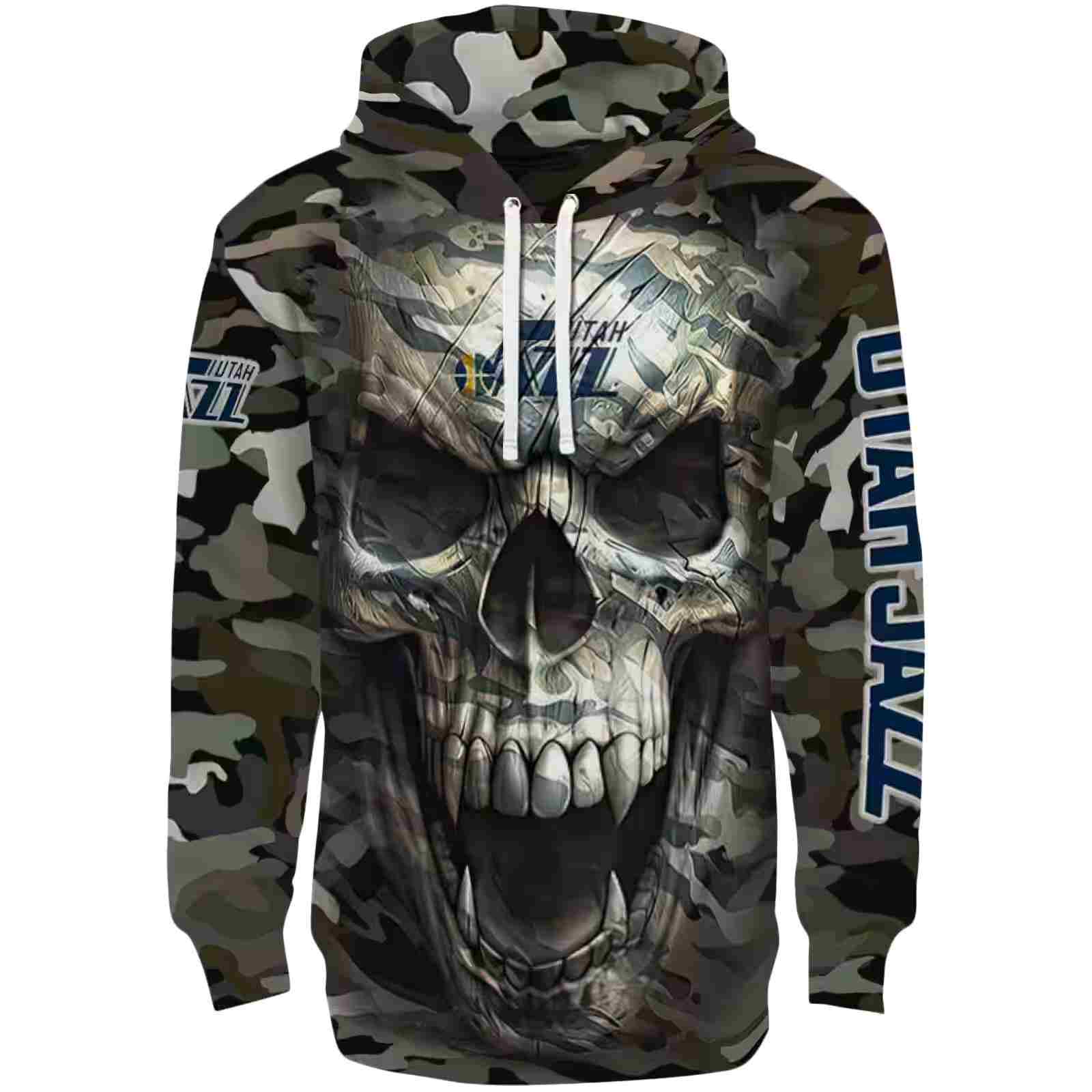 Personalized Utah Jazz Camo Skull Hoodie