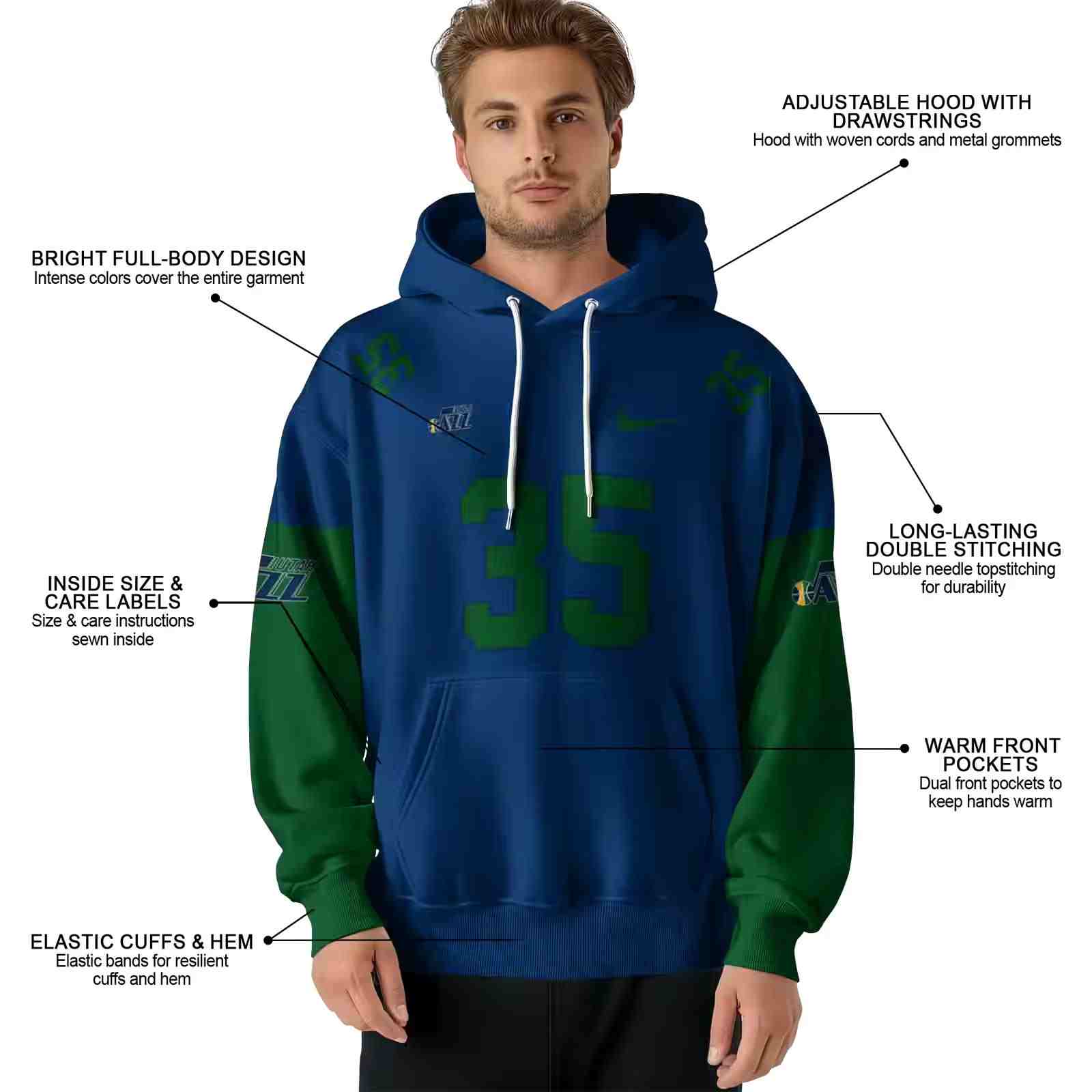 personalized utah jazz minimal design navy hoodie latest model