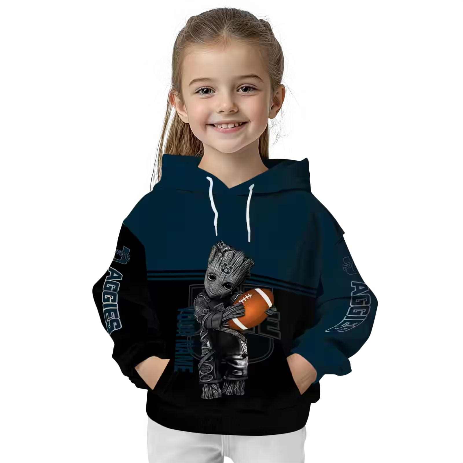 personalized utah state aggies baby groot navy black hoodie top rated