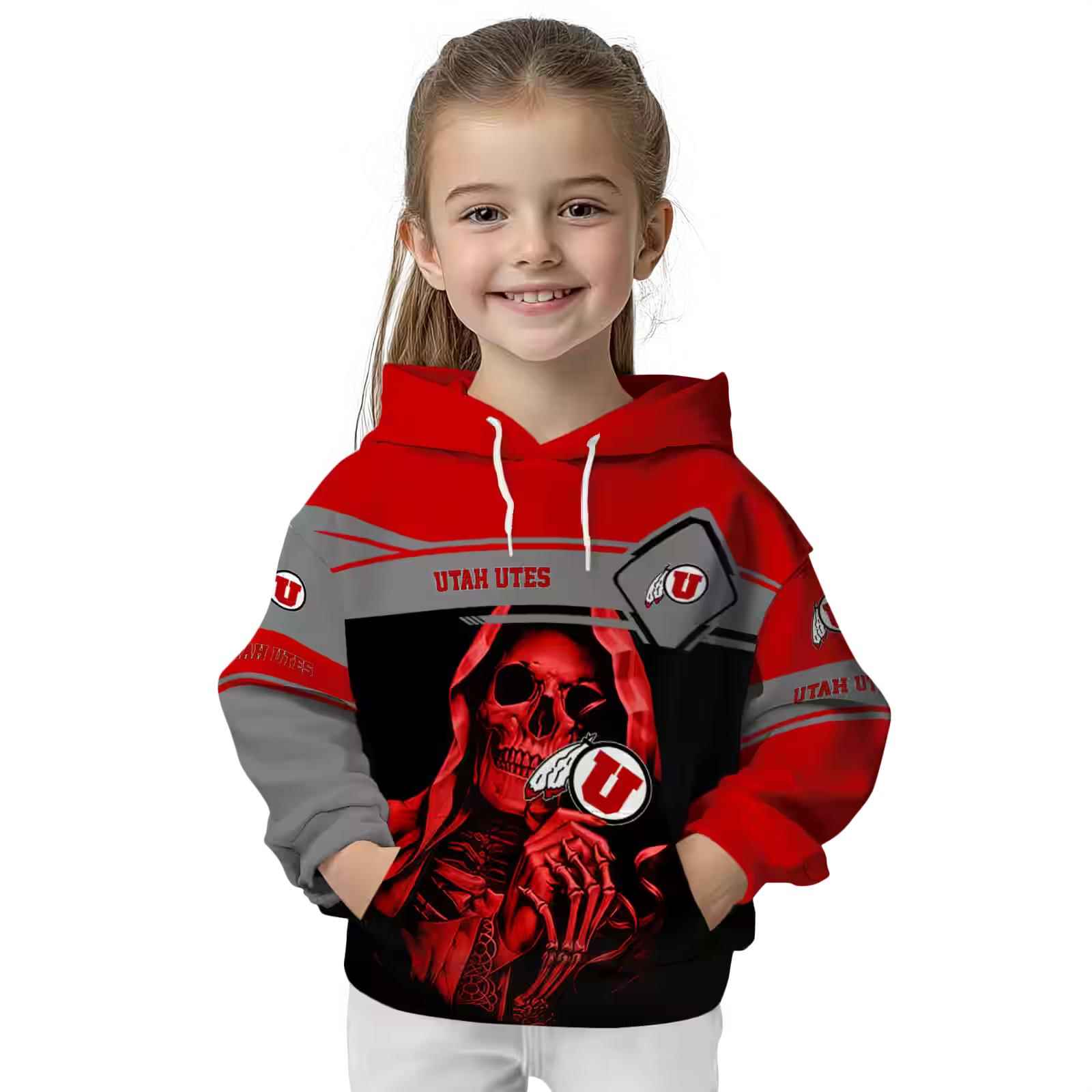 personalized utah utes grim reaper red black hoodie top rated