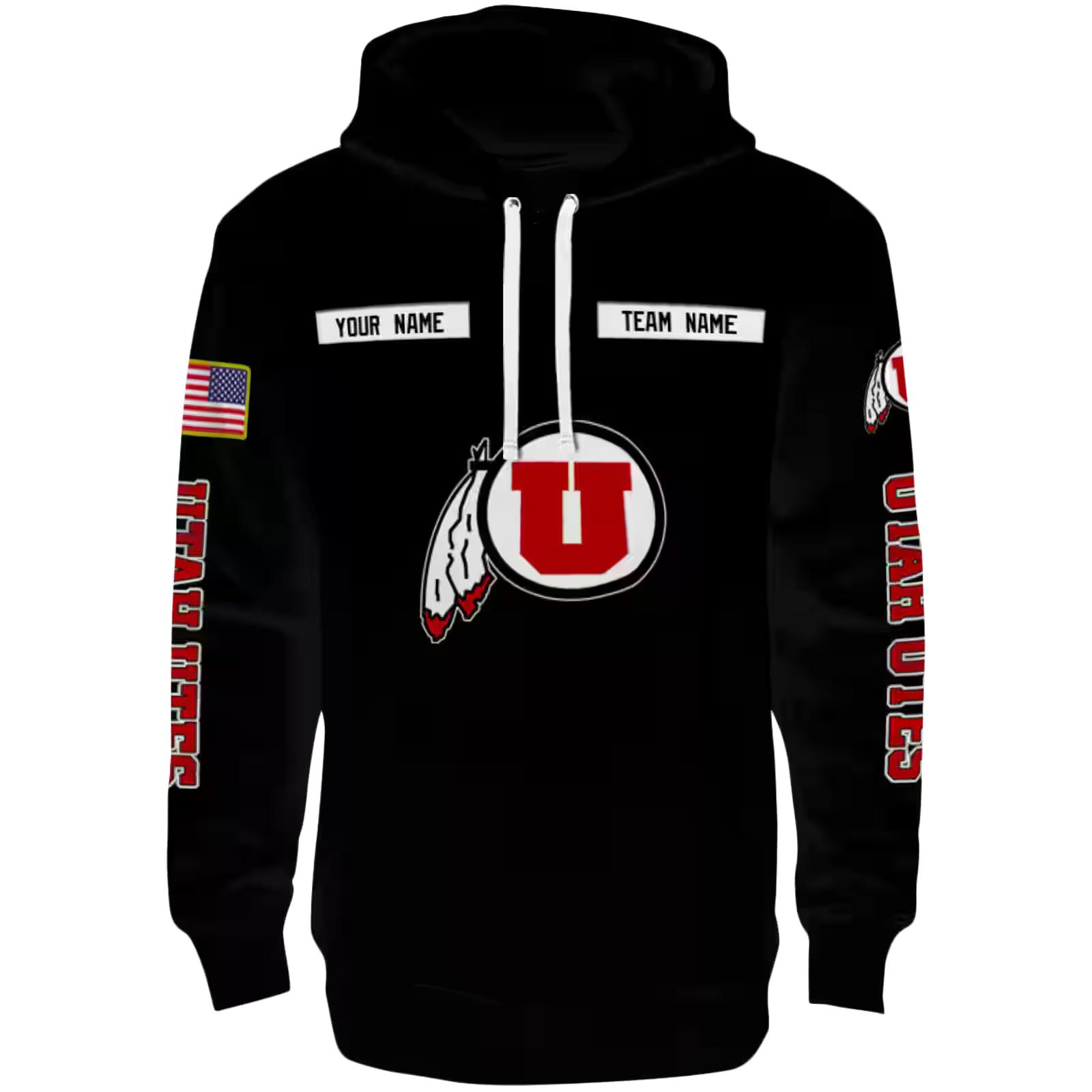 Personalized Utah Utes Punisher Skull Black Hoodie