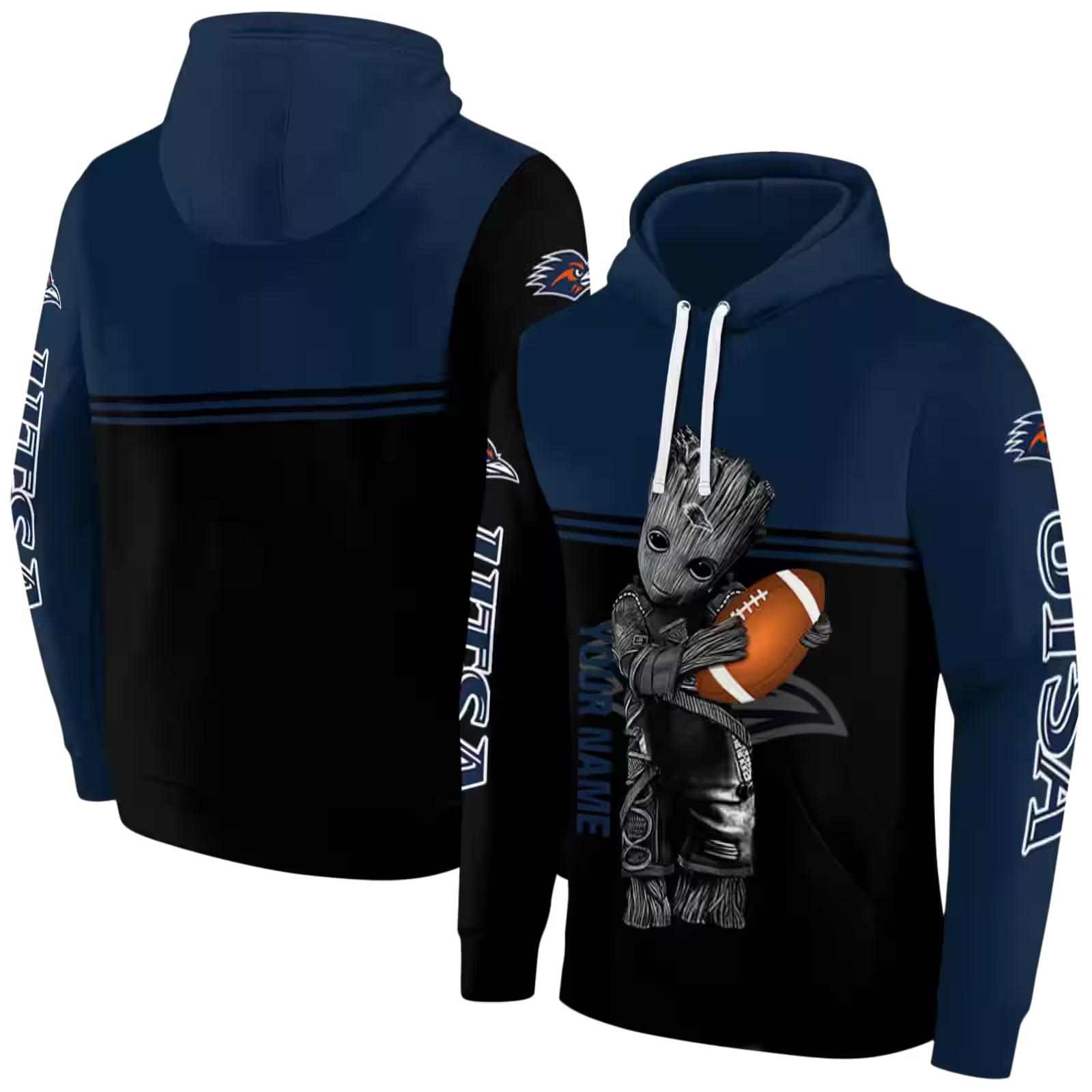 personalized utsa roadrunners baby groot orange black hoodie fashion forward