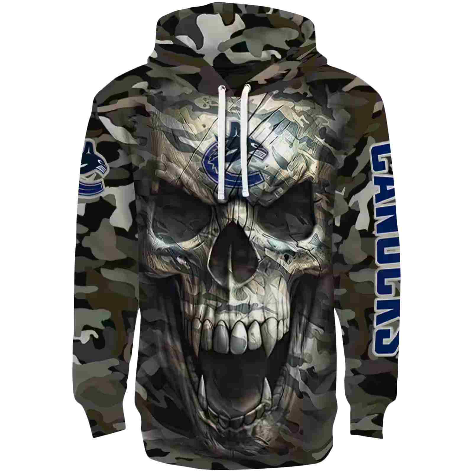 Personalized Vancouver Canucks Camo Skull Hoodie