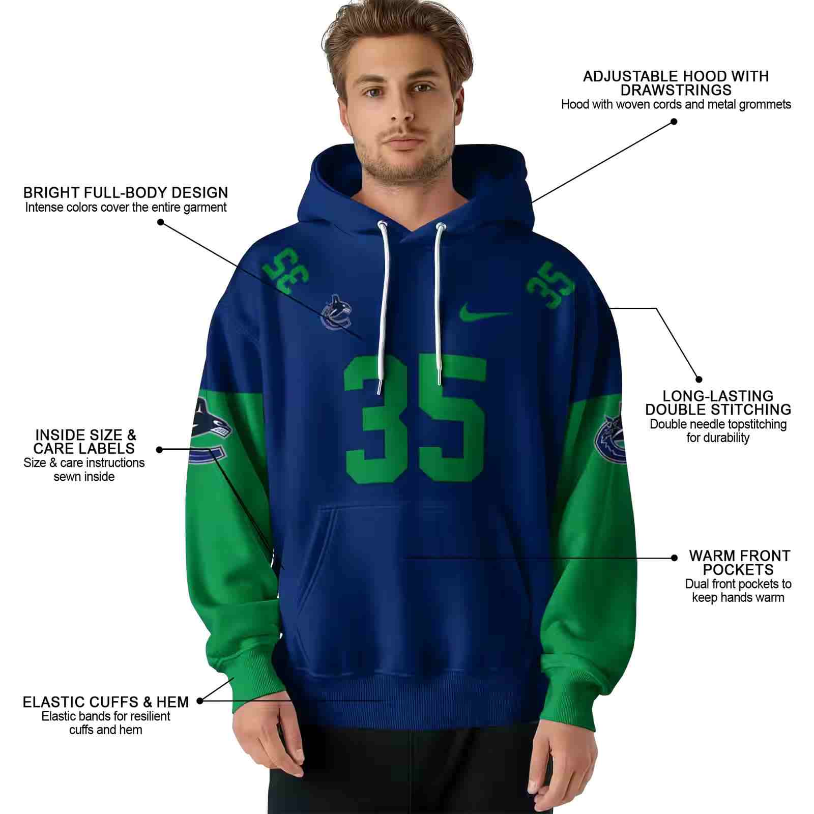 personalized vancouver canucks minimal design blue hoodie latest model