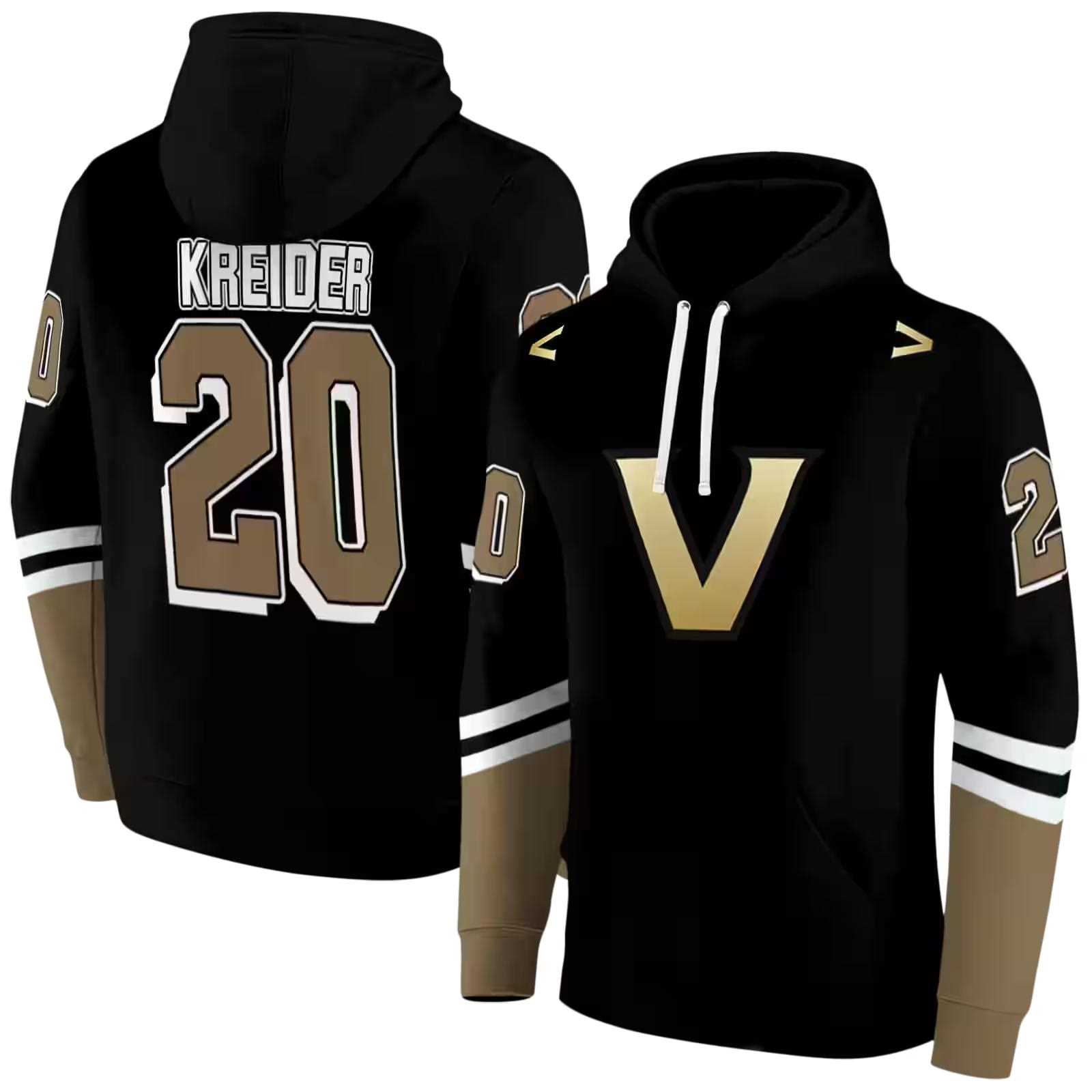personalized vanderbilt commodores striped sleeves black hoodie fashion forward