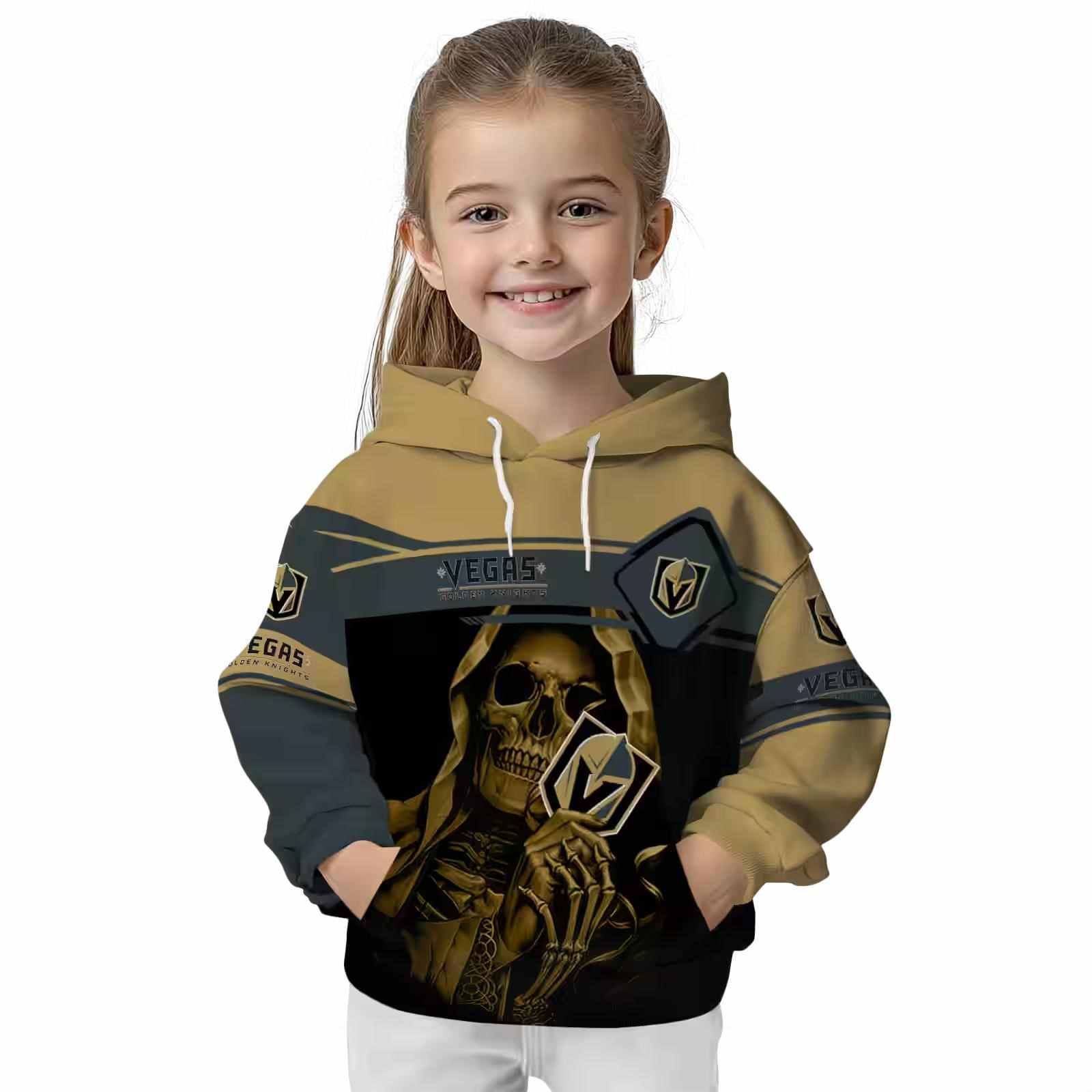 personalized vegas golden knights grim reaper tan black hoodie top rated