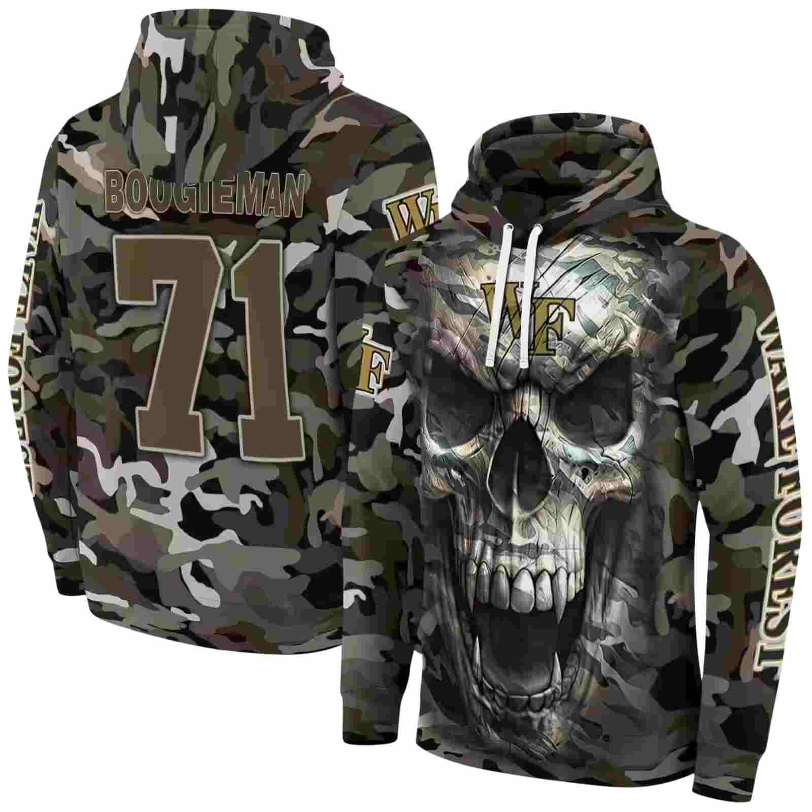 personalized wake forest demon deacons camo skull hoodie fashion forward