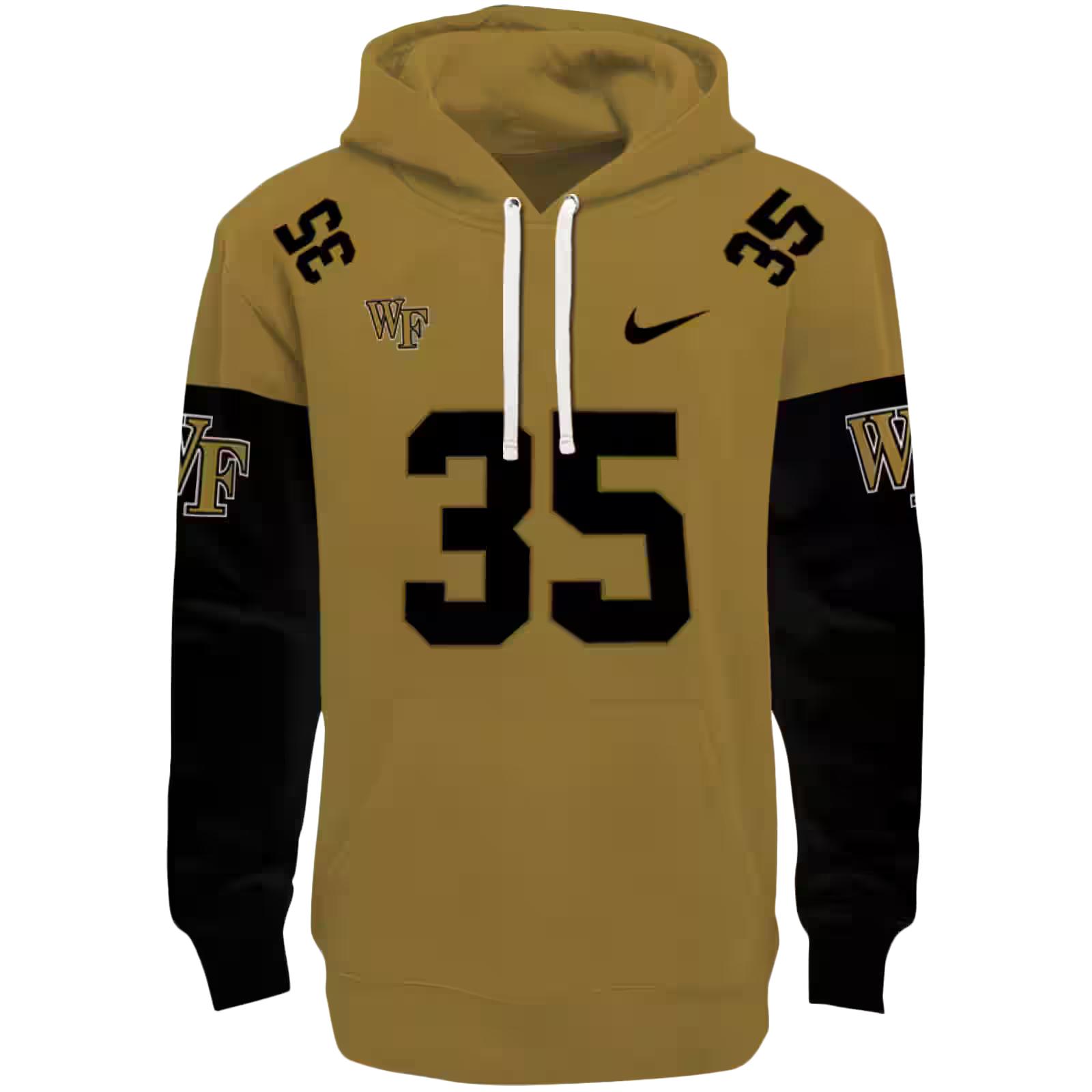 Personalized Wake Forest Demon Deacons Minimal Design Gold Hoodie