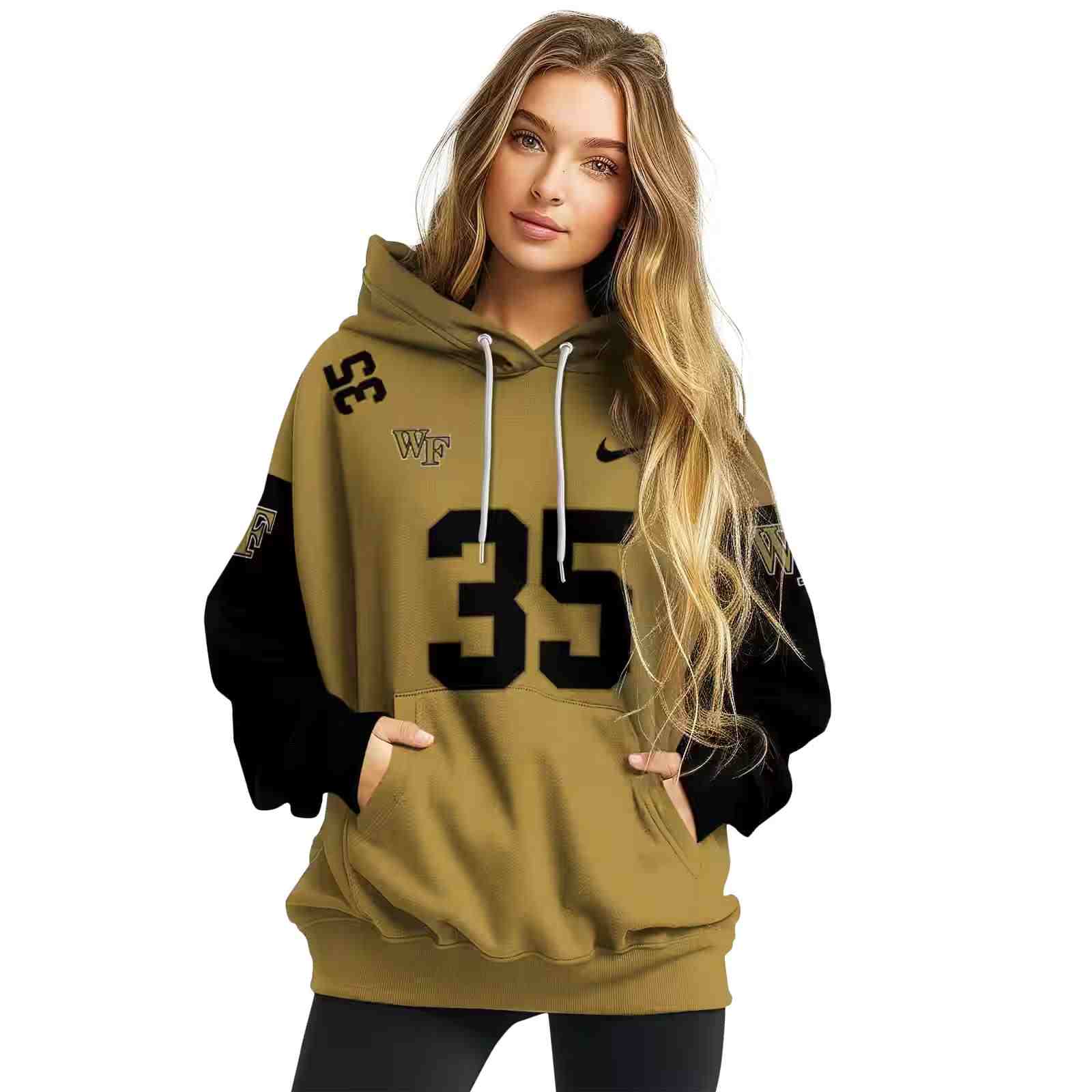 personalized wake forest demon deacons minimal design gold hoodie high quality