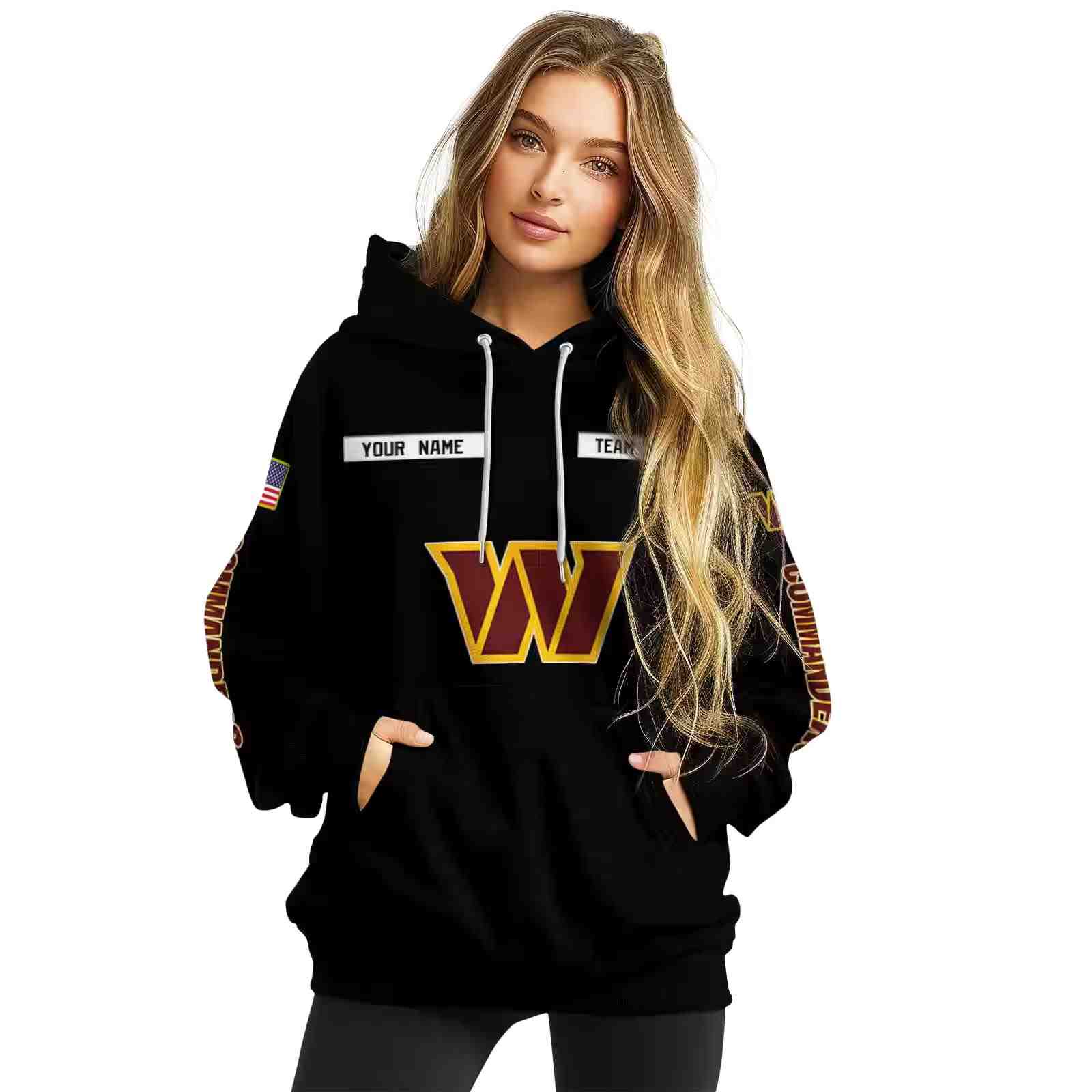 personalized washington commanders punisher skull black hoodie high quality