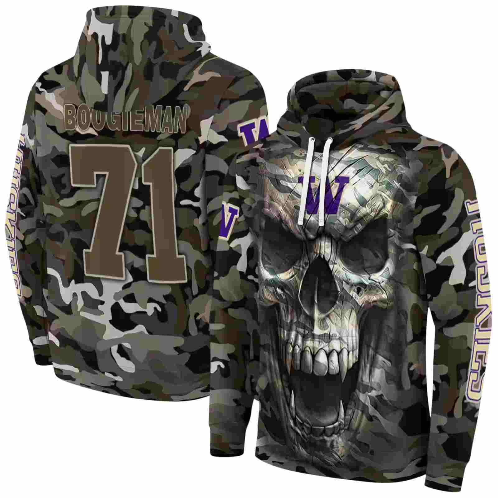 personalized washington huskies camo skull hoodie fashion forward