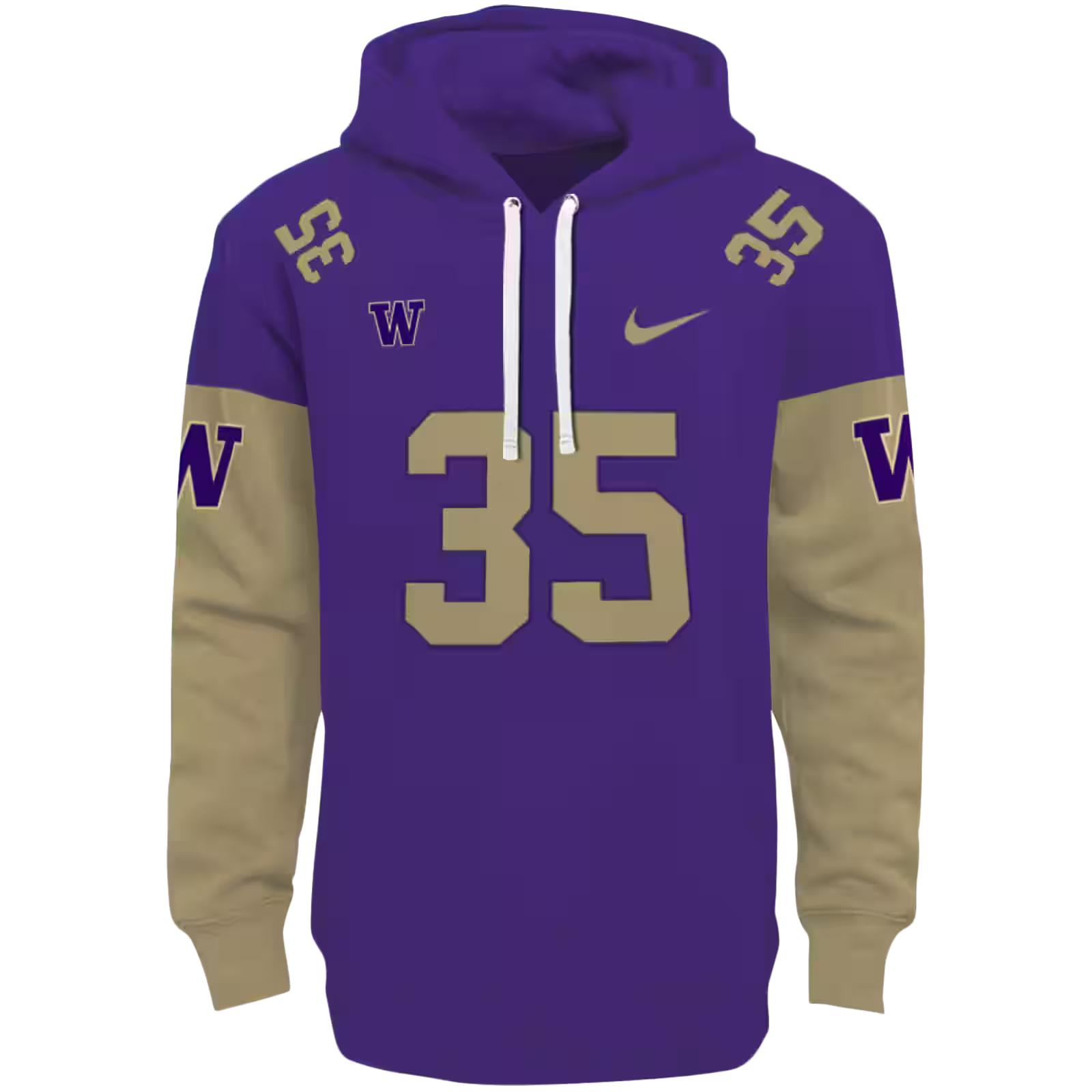 Personalized Washington Huskies Minimal Design Purple Hoodie