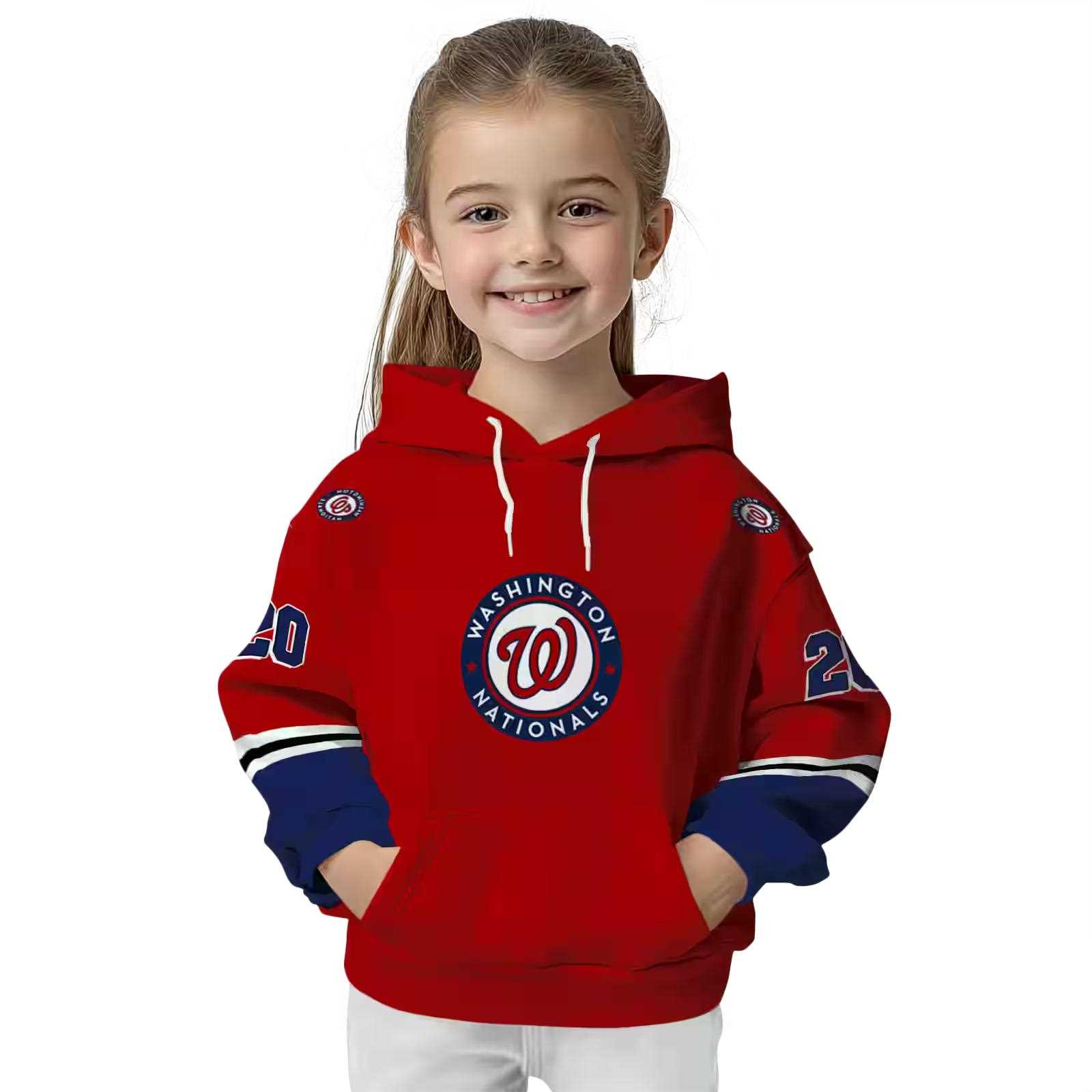 personalized washington nationals striped sleeves red hoodie top rated