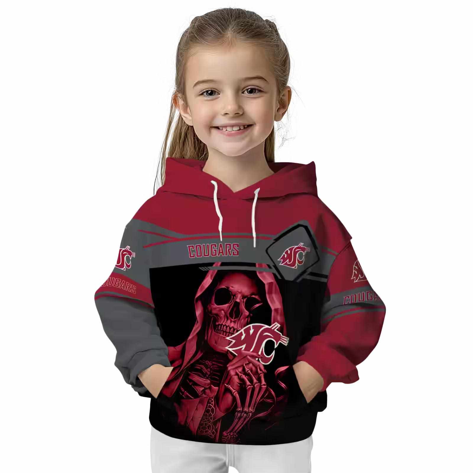 personalized washington state cougars grim reaper crimson black hoodie top rated