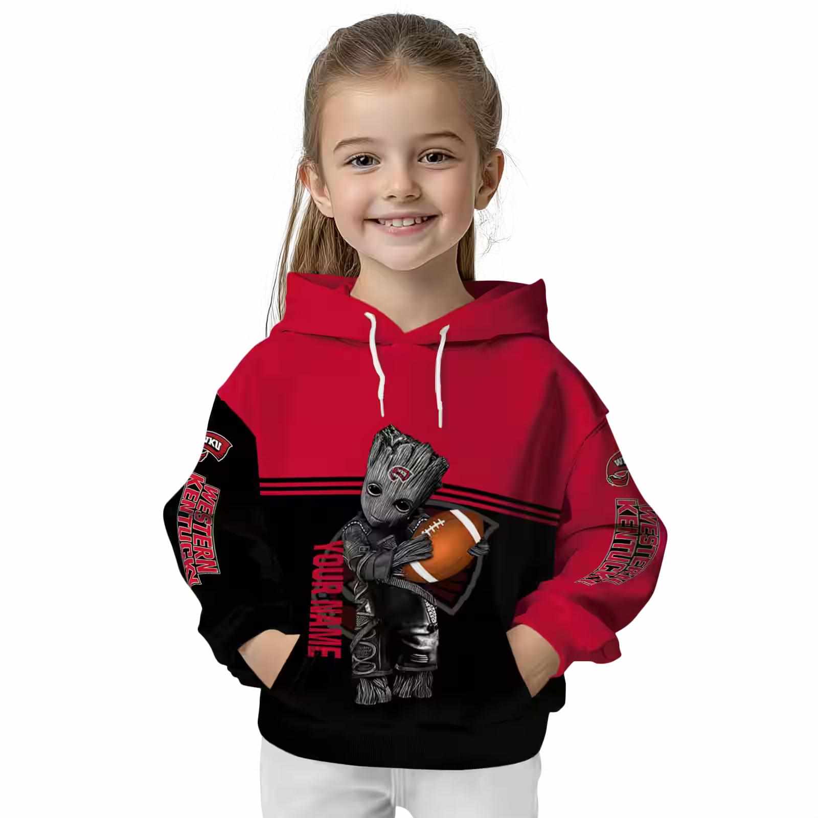 personalized western kentucky hilltoppers baby groot red black hoodie top rated