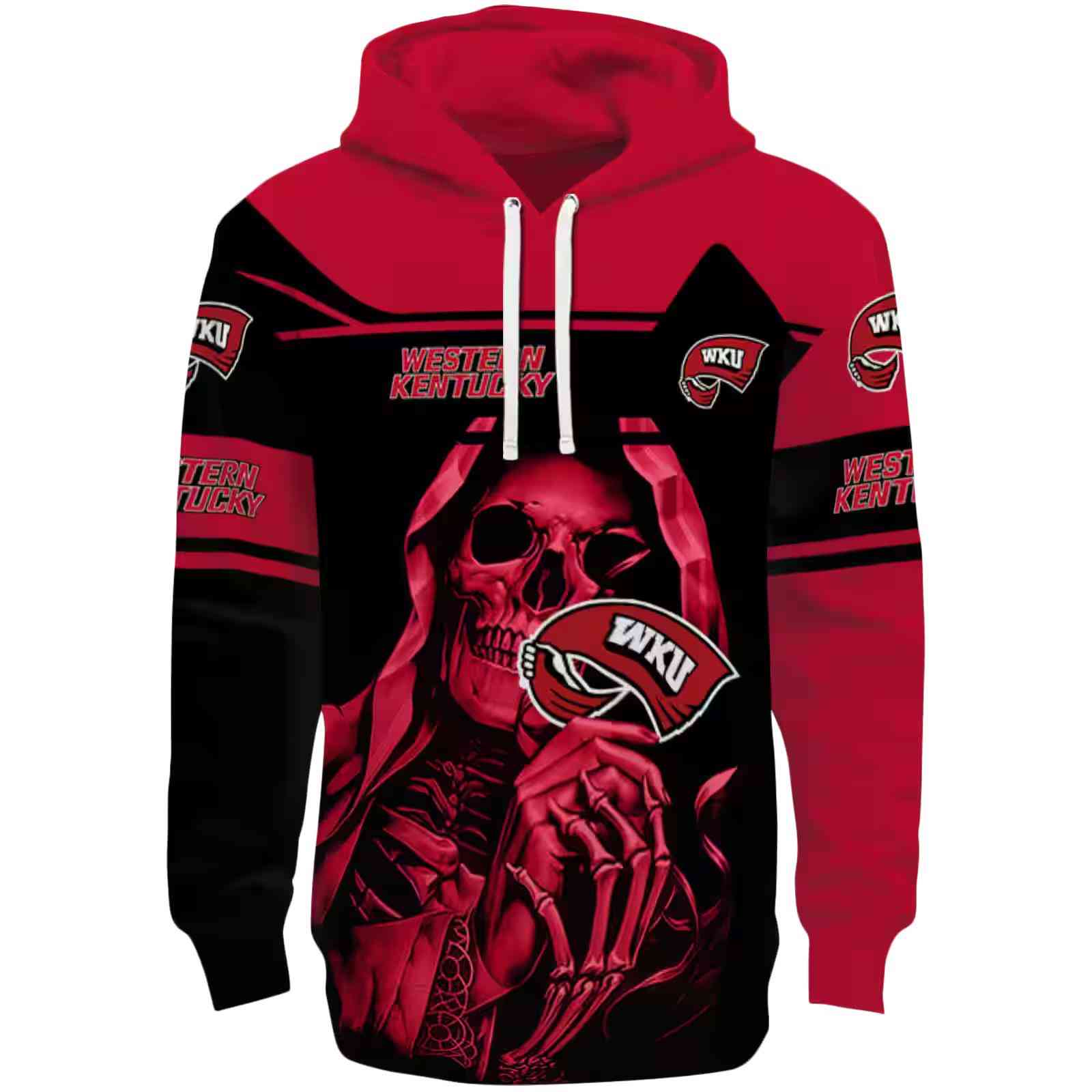 Personalized Western Kentucky Hilltoppers Grim Reaper Red Black Hoodie