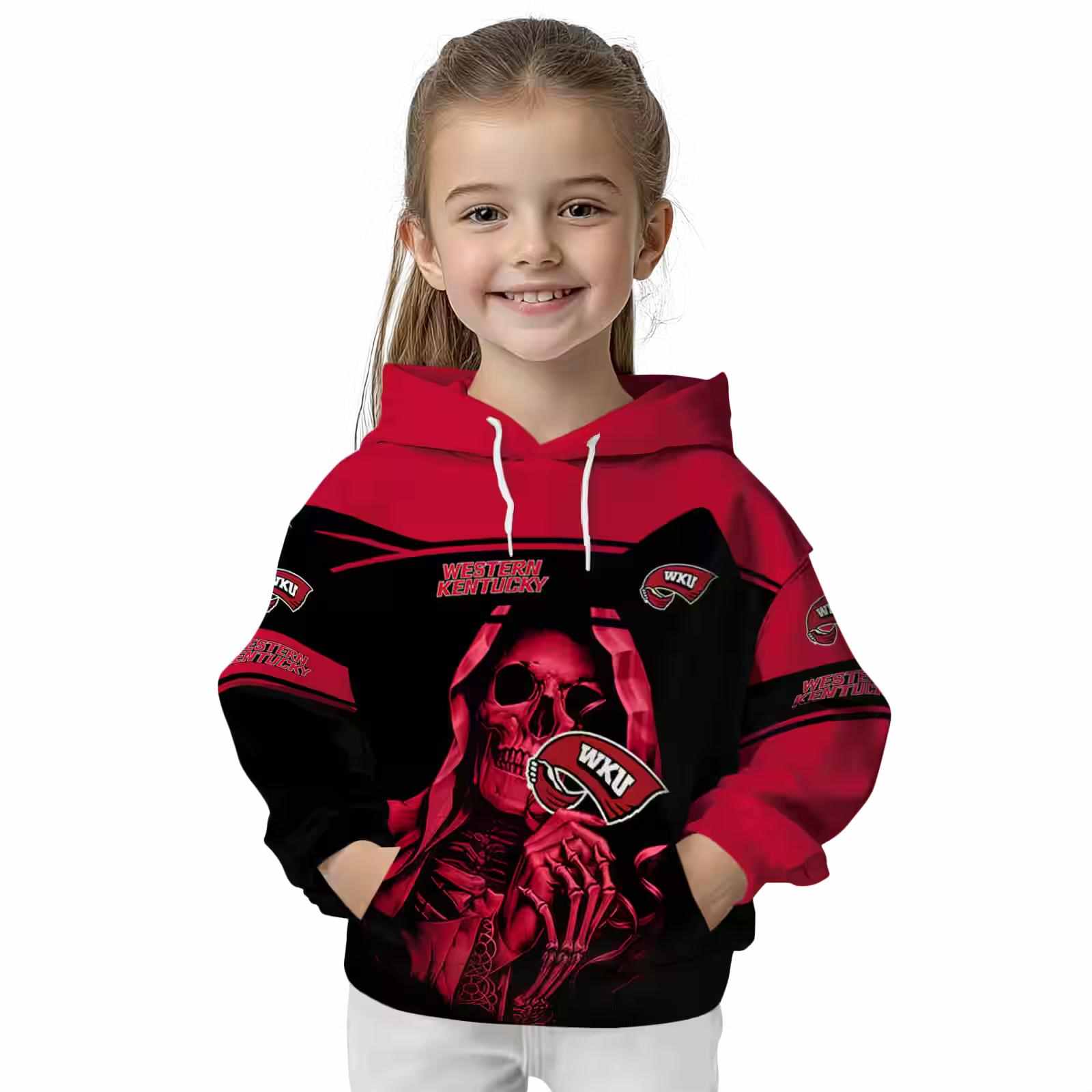 personalized western kentucky hilltoppers grim reaper red black hoodie top rated