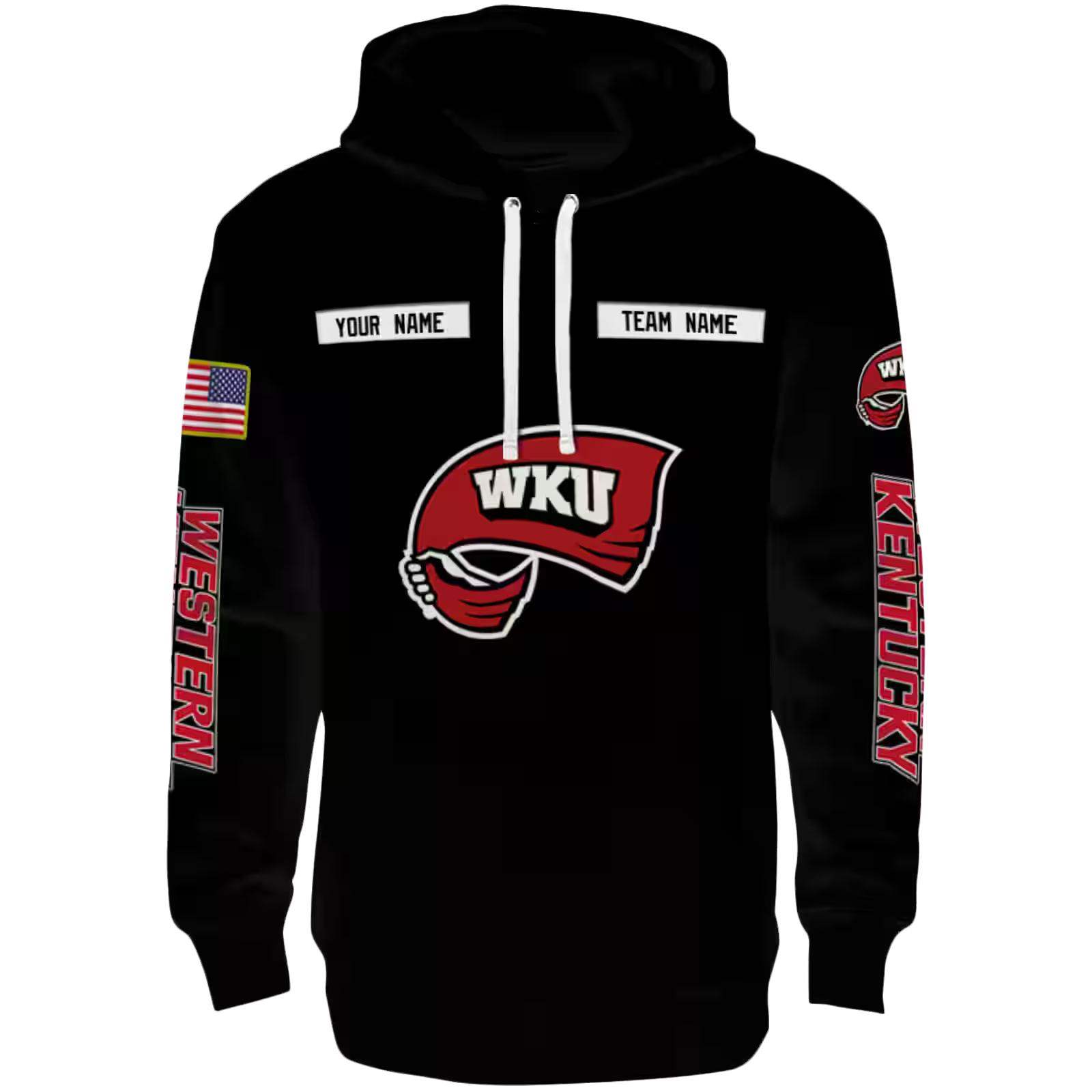 Personalized Western Kentucky Hilltoppers Punisher Skull Black Hoodie