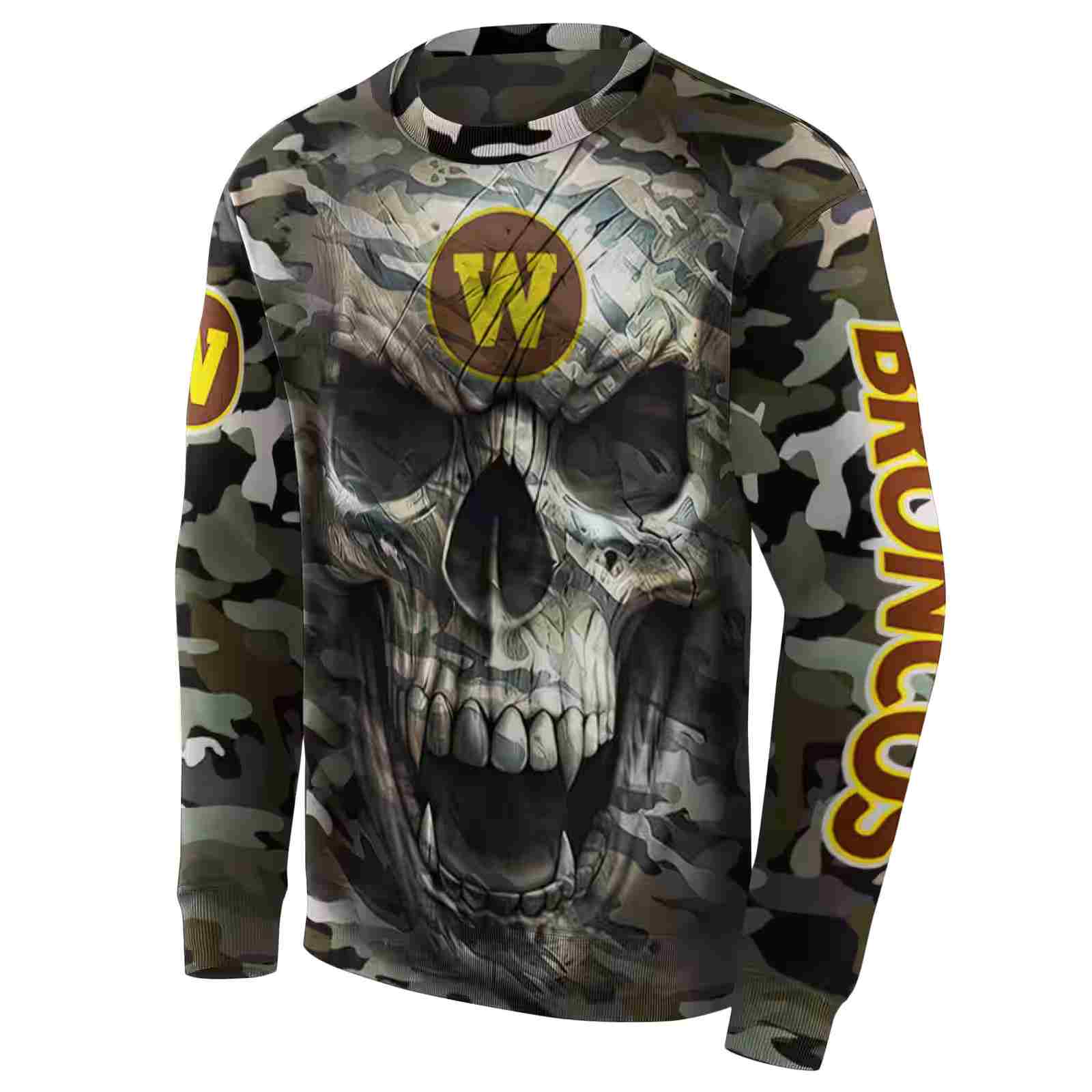 personalized western michigan broncos camo skull hoodie new arrival