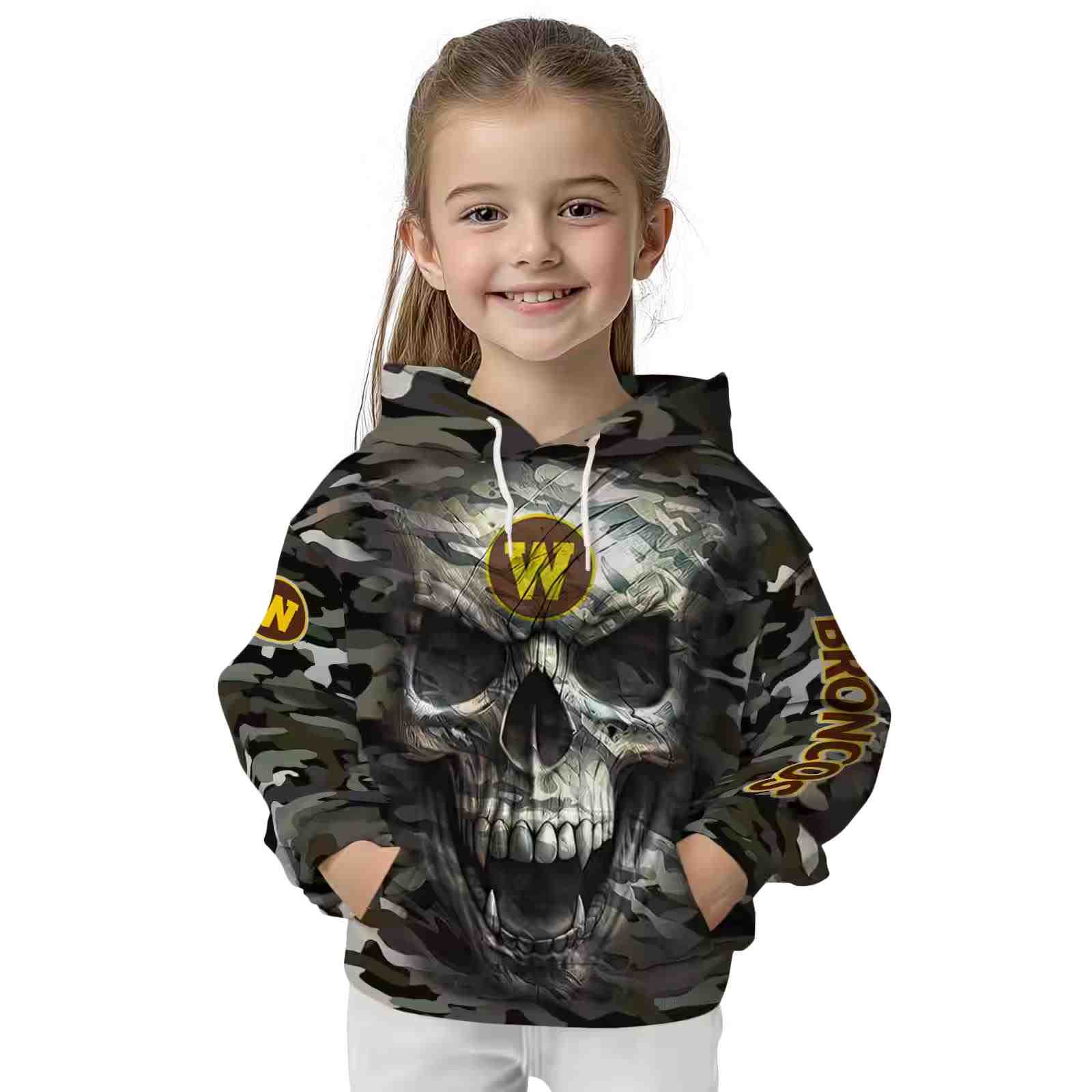 personalized western michigan broncos camo skull hoodie top rated