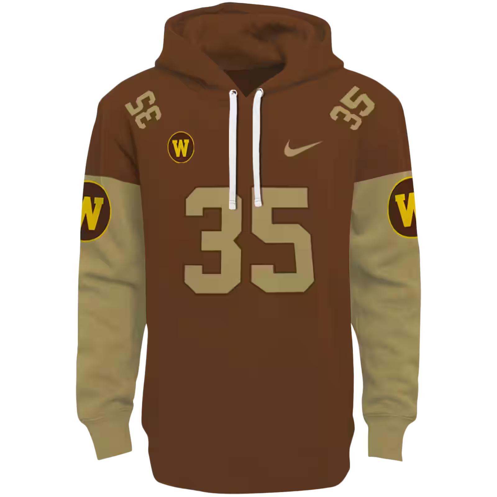 Personalized Western Michigan Broncos Minimal Design Brown Hoodie