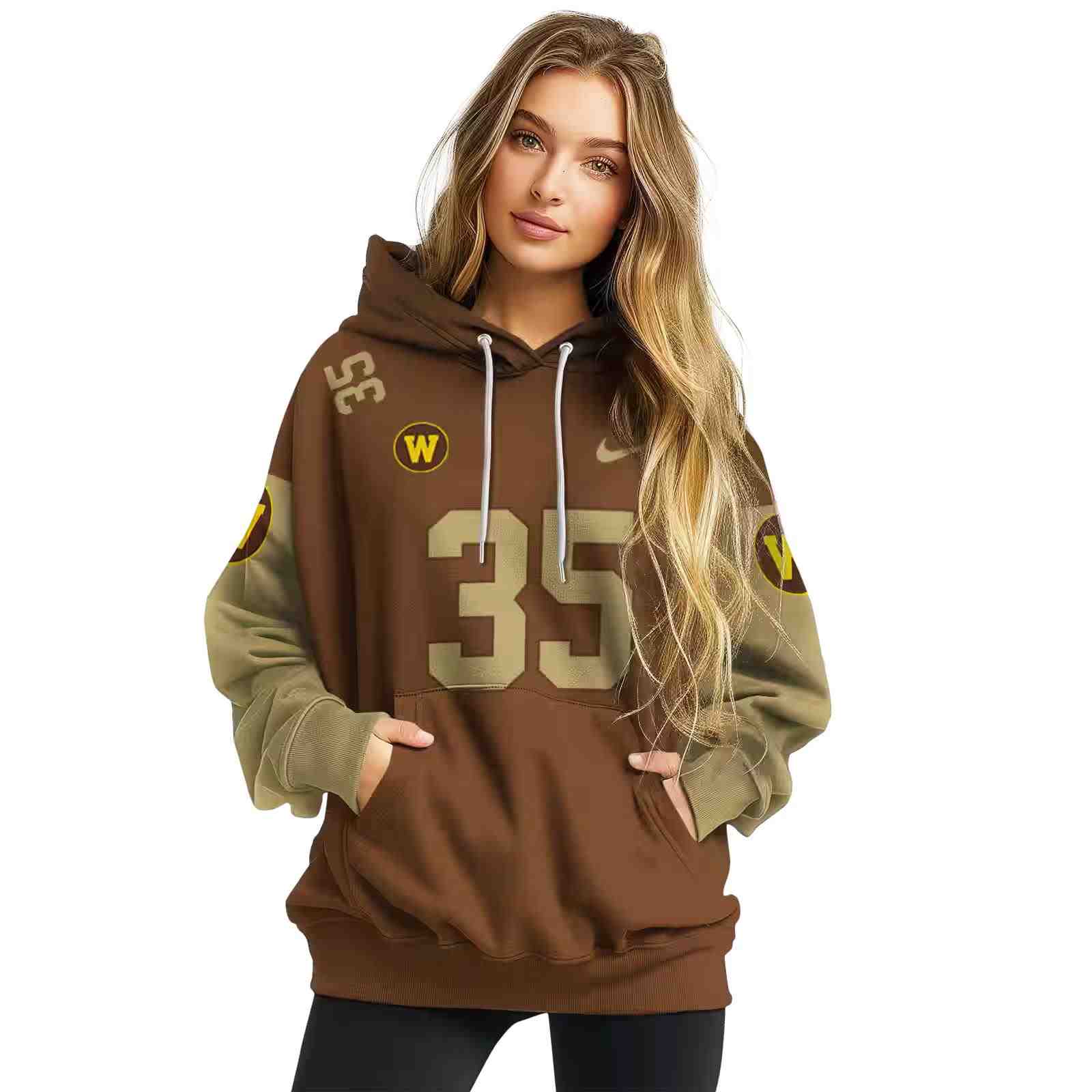 personalized western michigan broncos minimal design brown hoodie high quality