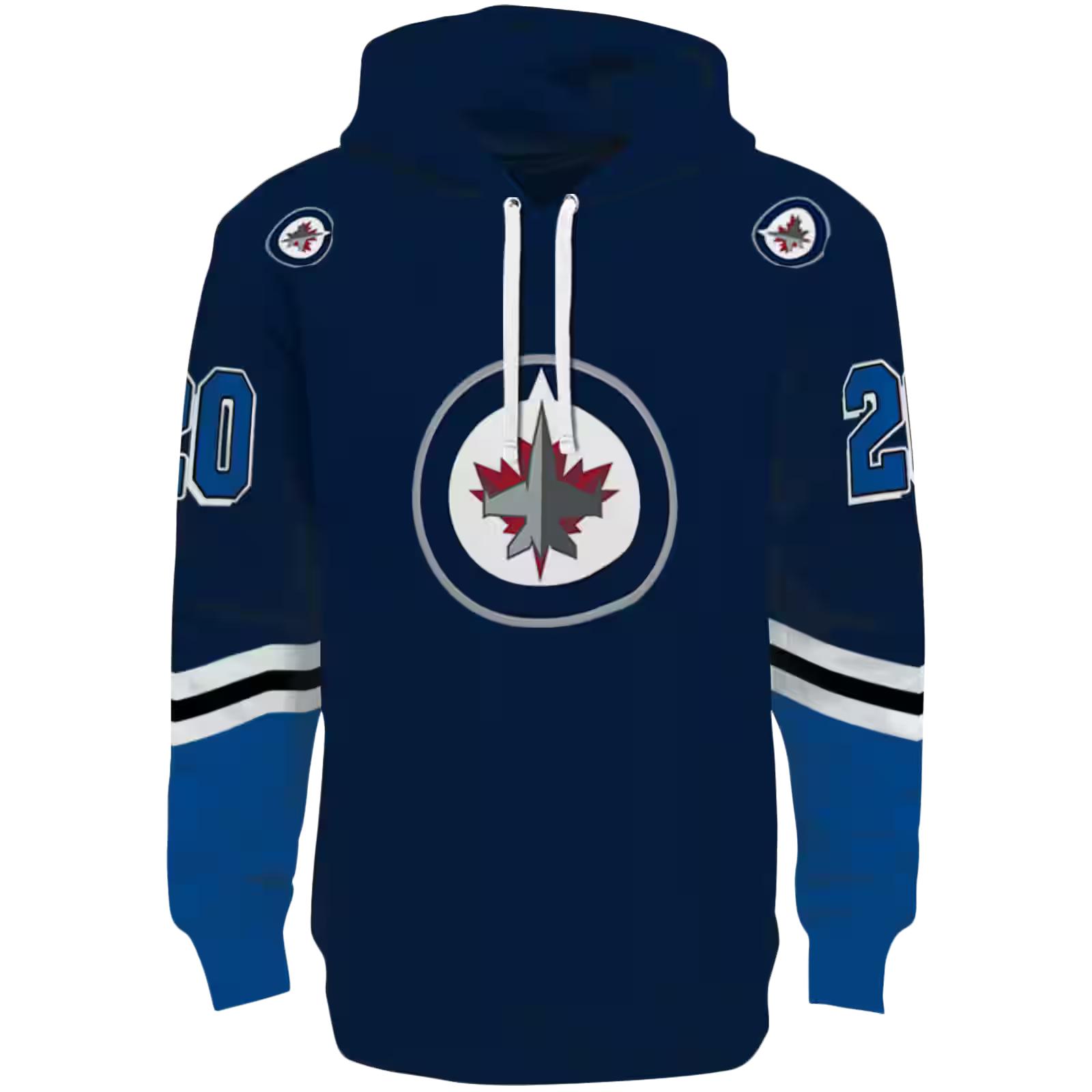 Personalized Winnipeg Jets Striped Sleeves Blue Hoodie