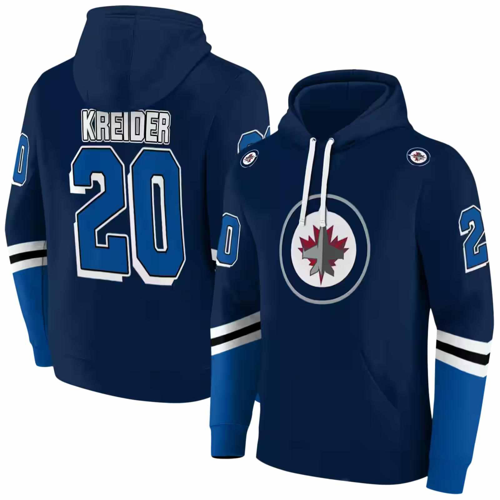 personalized winnipeg jets striped sleeves blue hoodie fashion forward