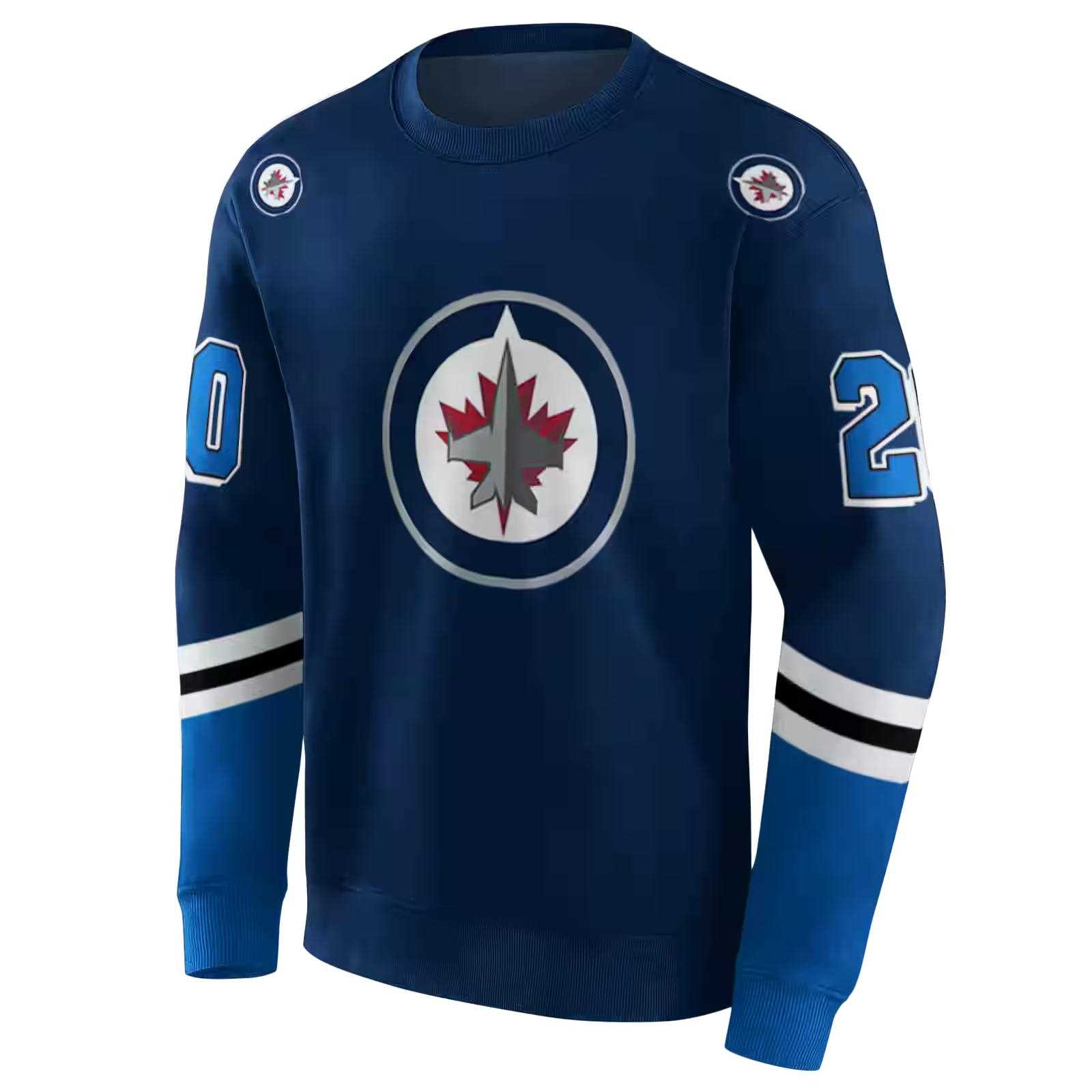 personalized winnipeg jets striped sleeves blue hoodie new arrival