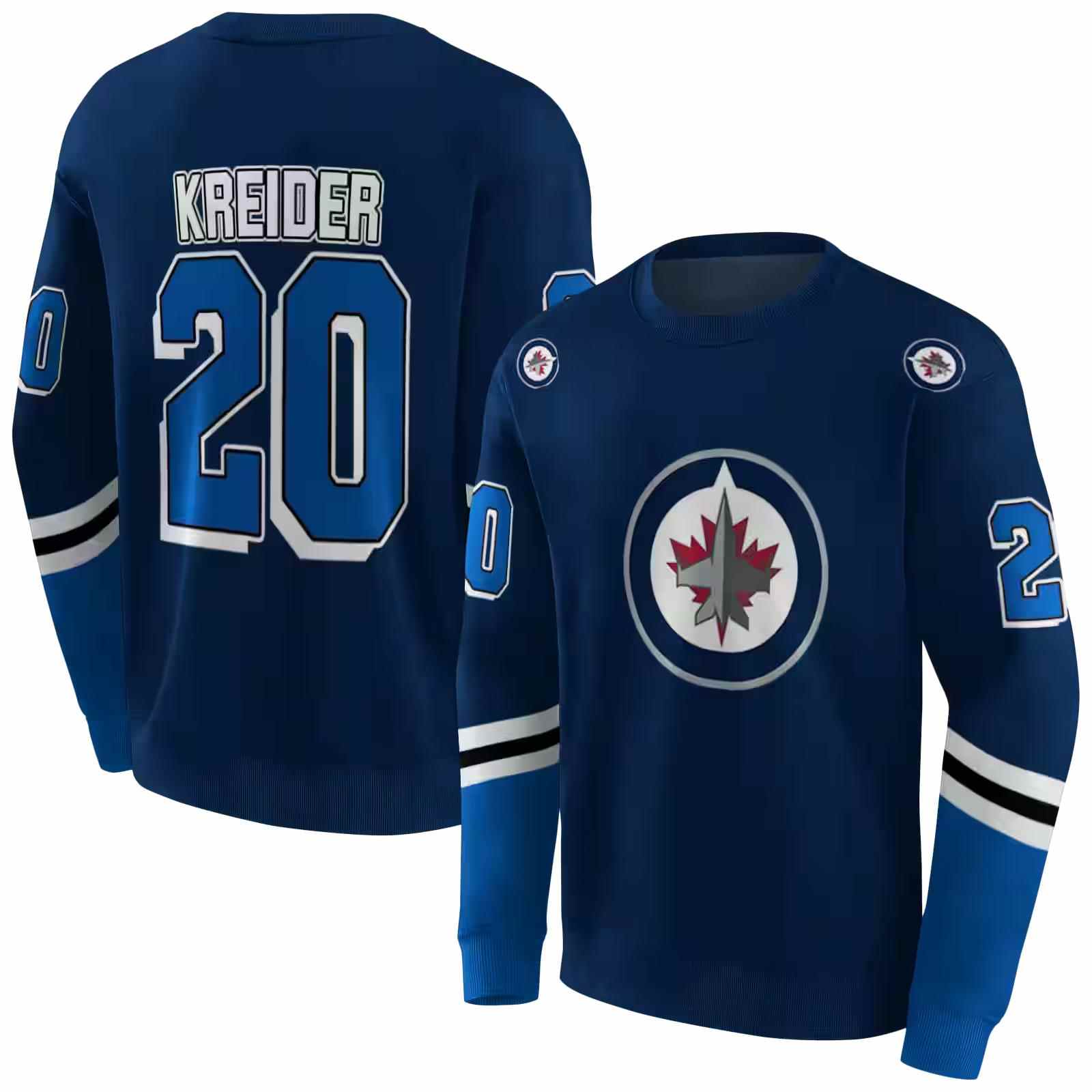 personalized winnipeg jets striped sleeves blue hoodie premium grade