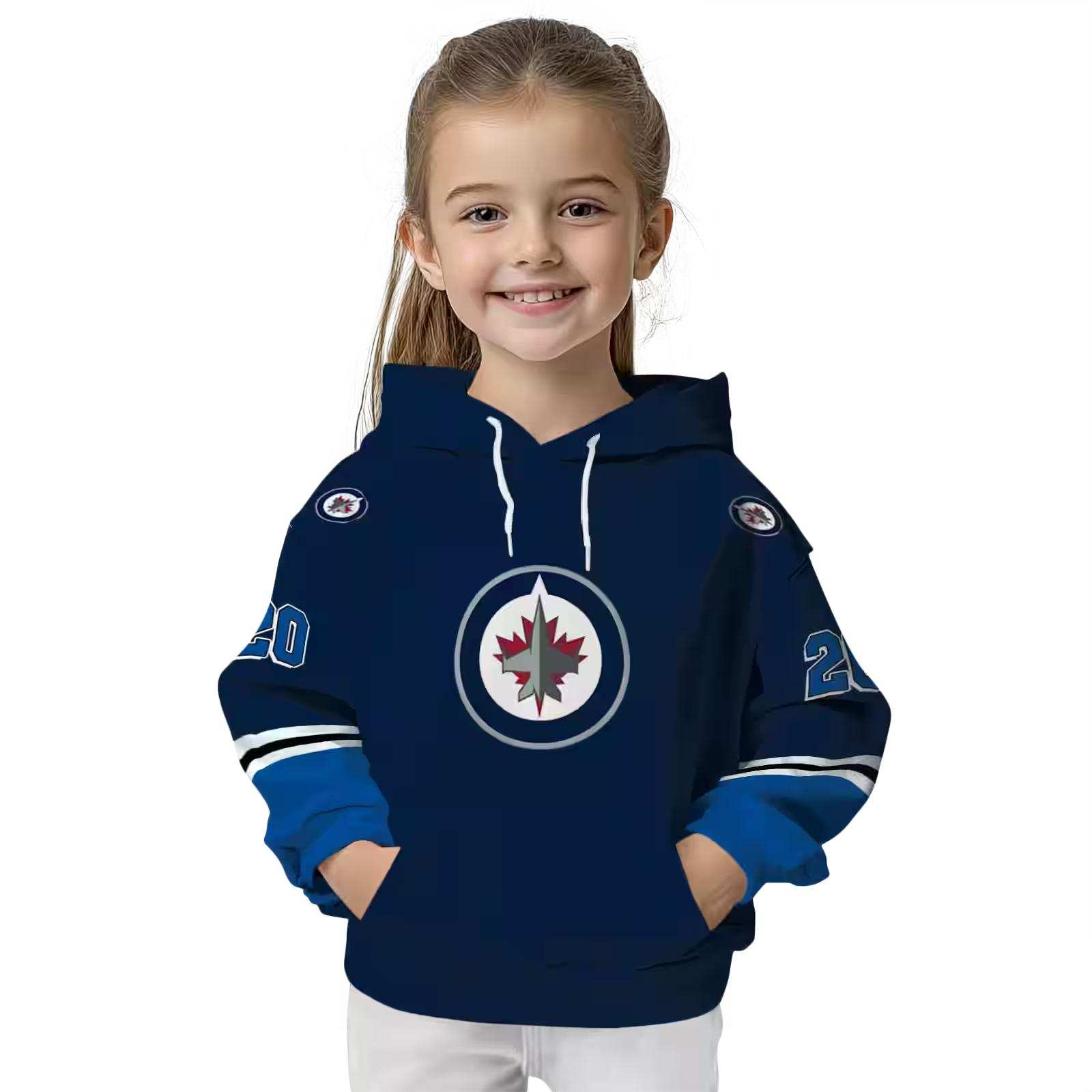 personalized winnipeg jets striped sleeves blue hoodie top rated