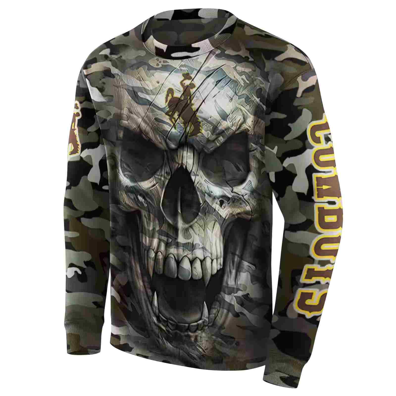 personalized wyoming cowboys camo skull hoodie new arrival