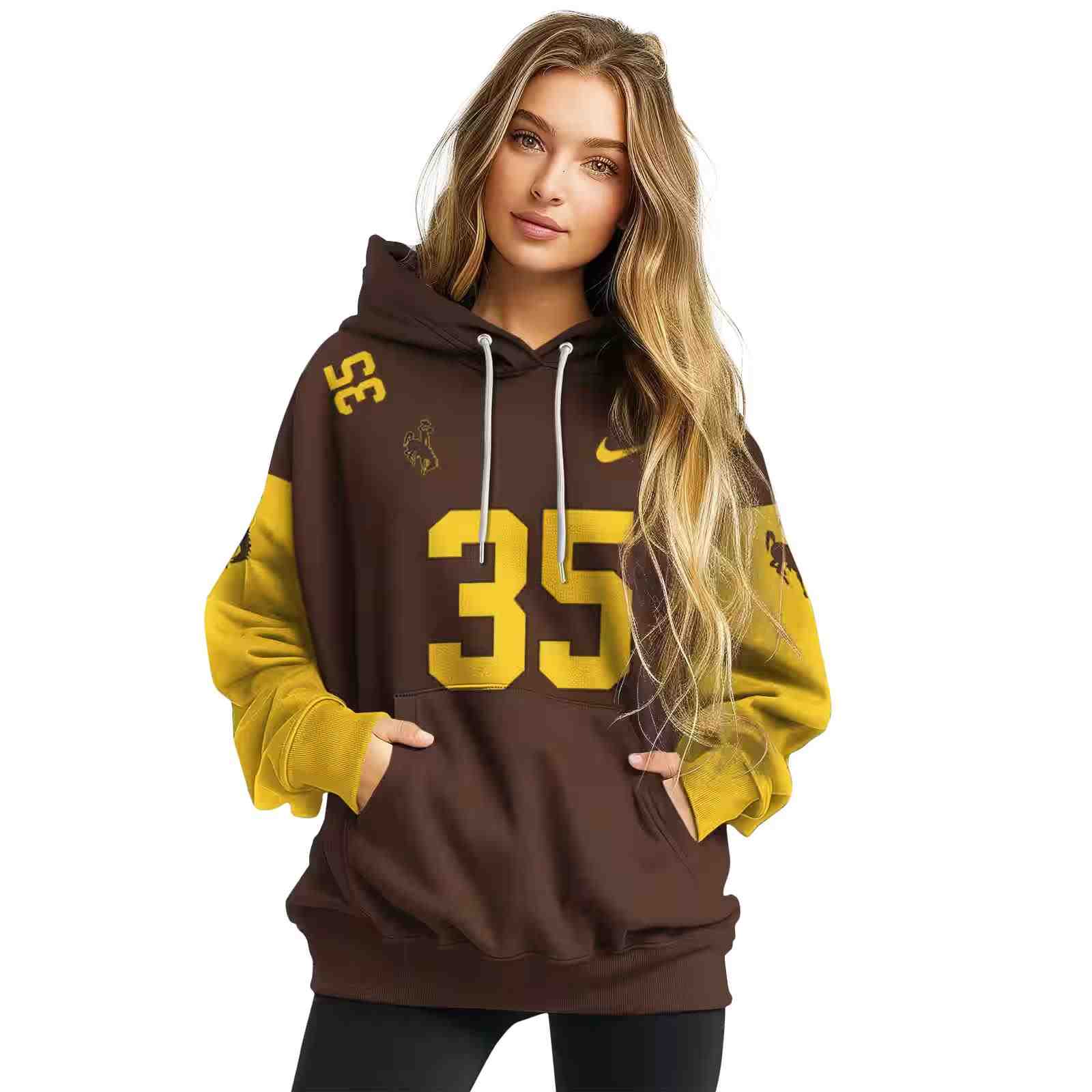 personalized wyoming cowboys minimal design brown hoodie high quality