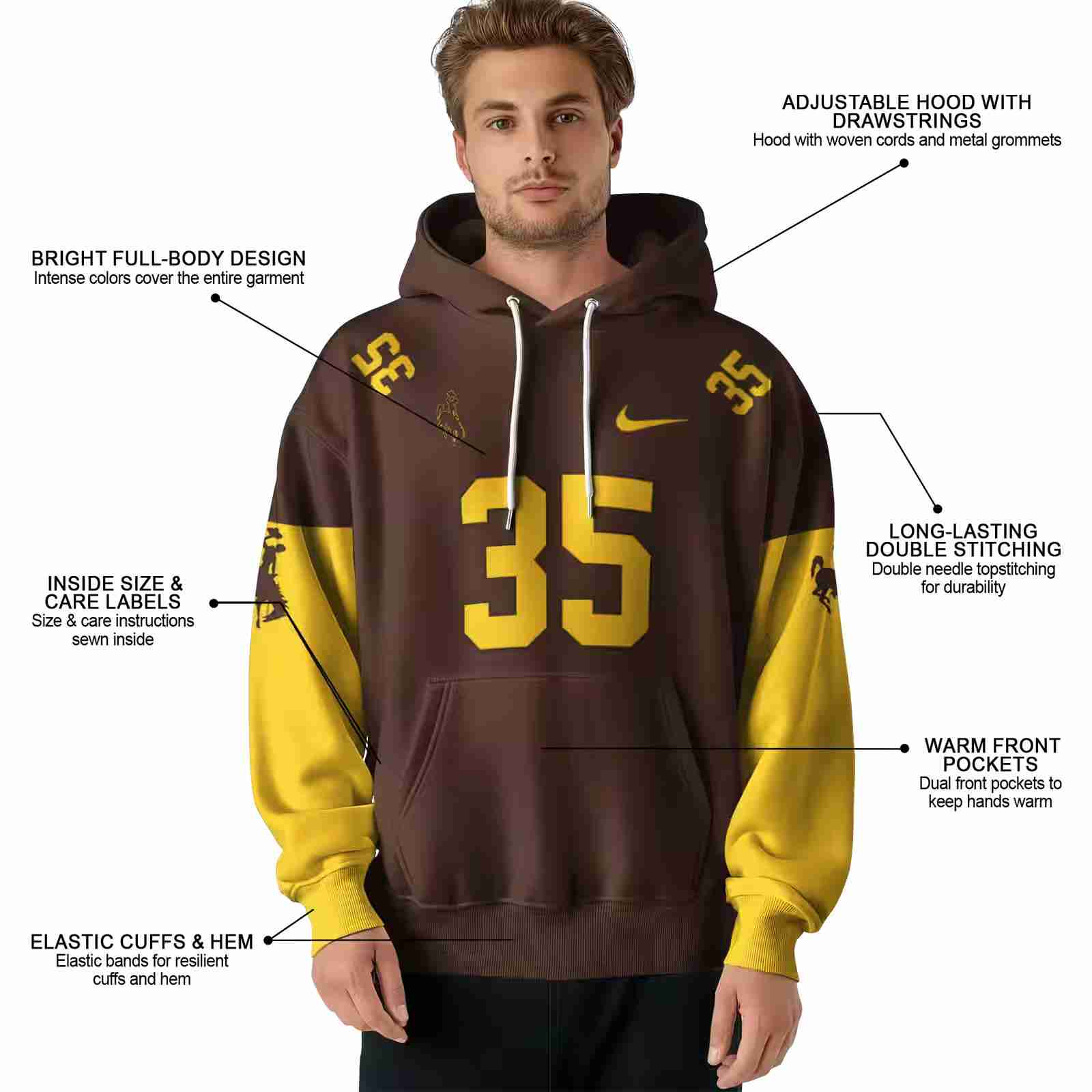 personalized wyoming cowboys minimal design brown hoodie latest model