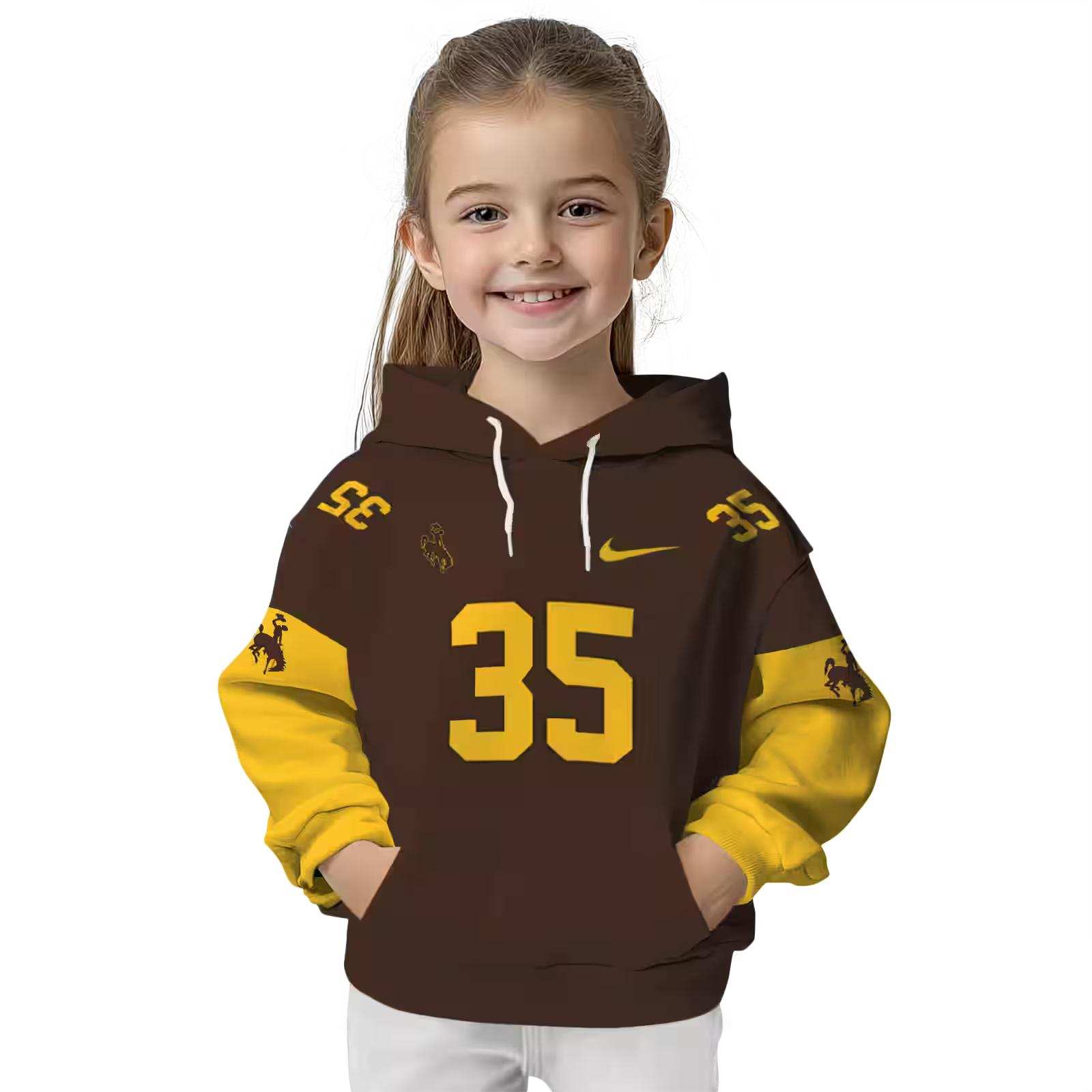 personalized wyoming cowboys minimal design brown hoodie top rated