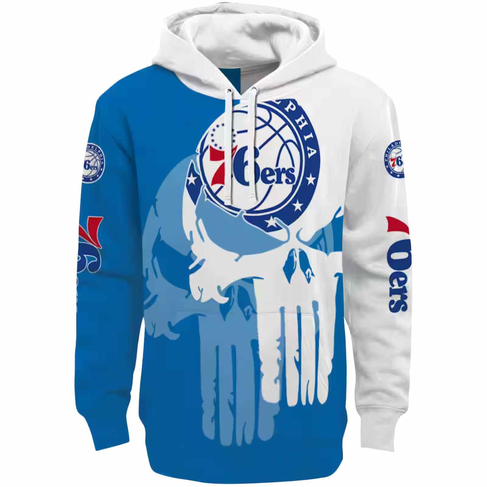 Philadelphia 76ers Graphic Punisher Blue White Hoodie