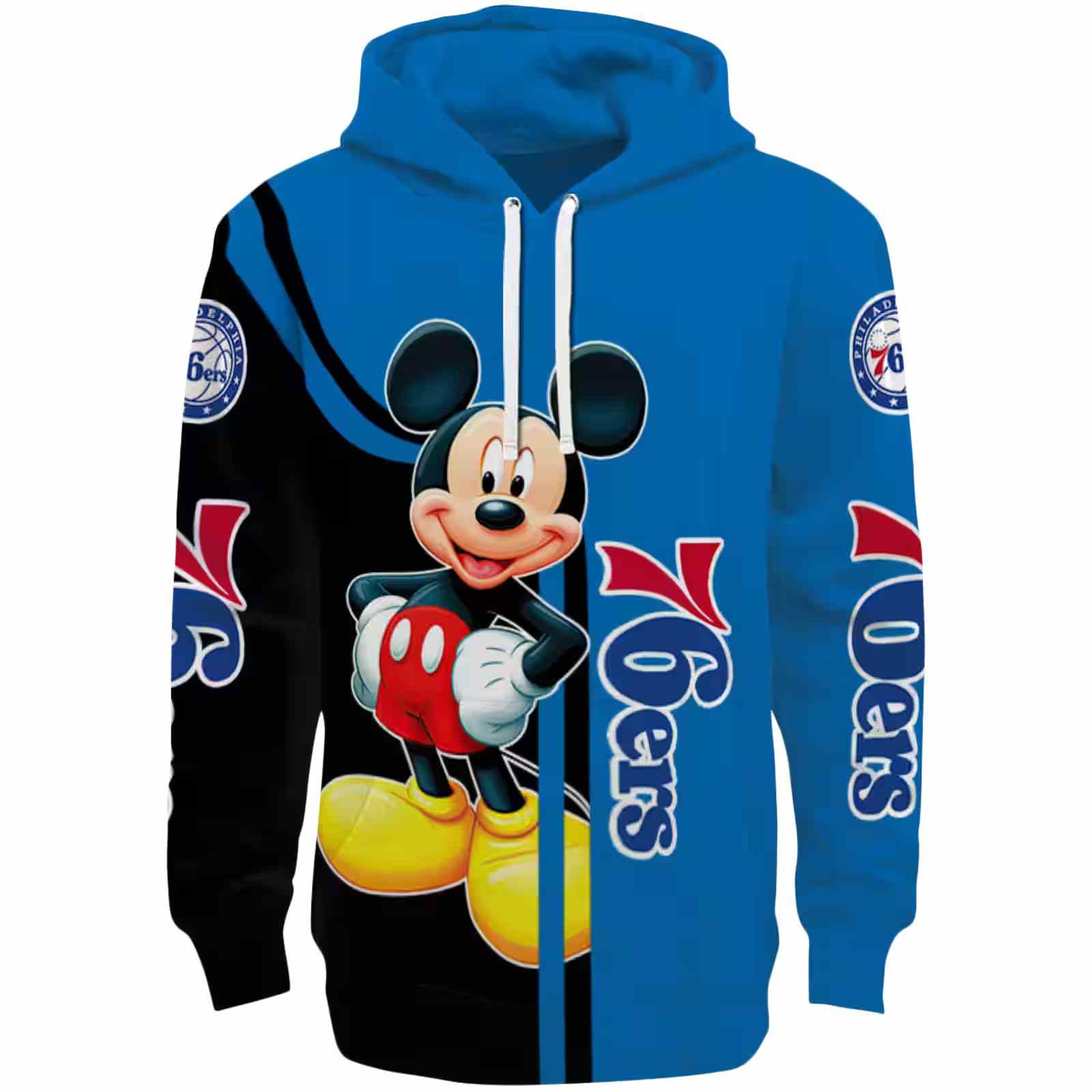 Philadelphia 76ers Mickey Mouse Blue Black Hoodie