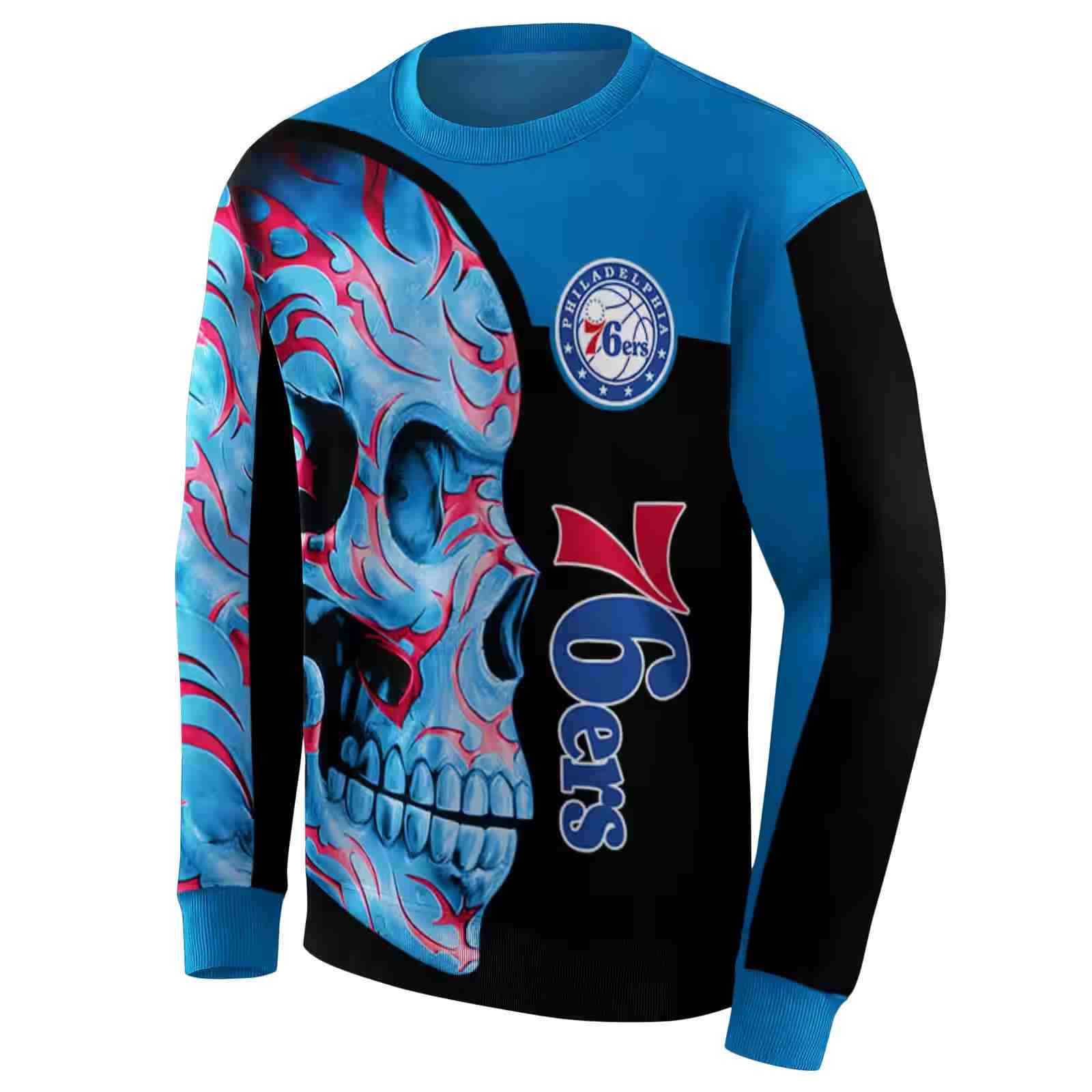 philadelphia 76ers skull motif blue black hoodie new arrival