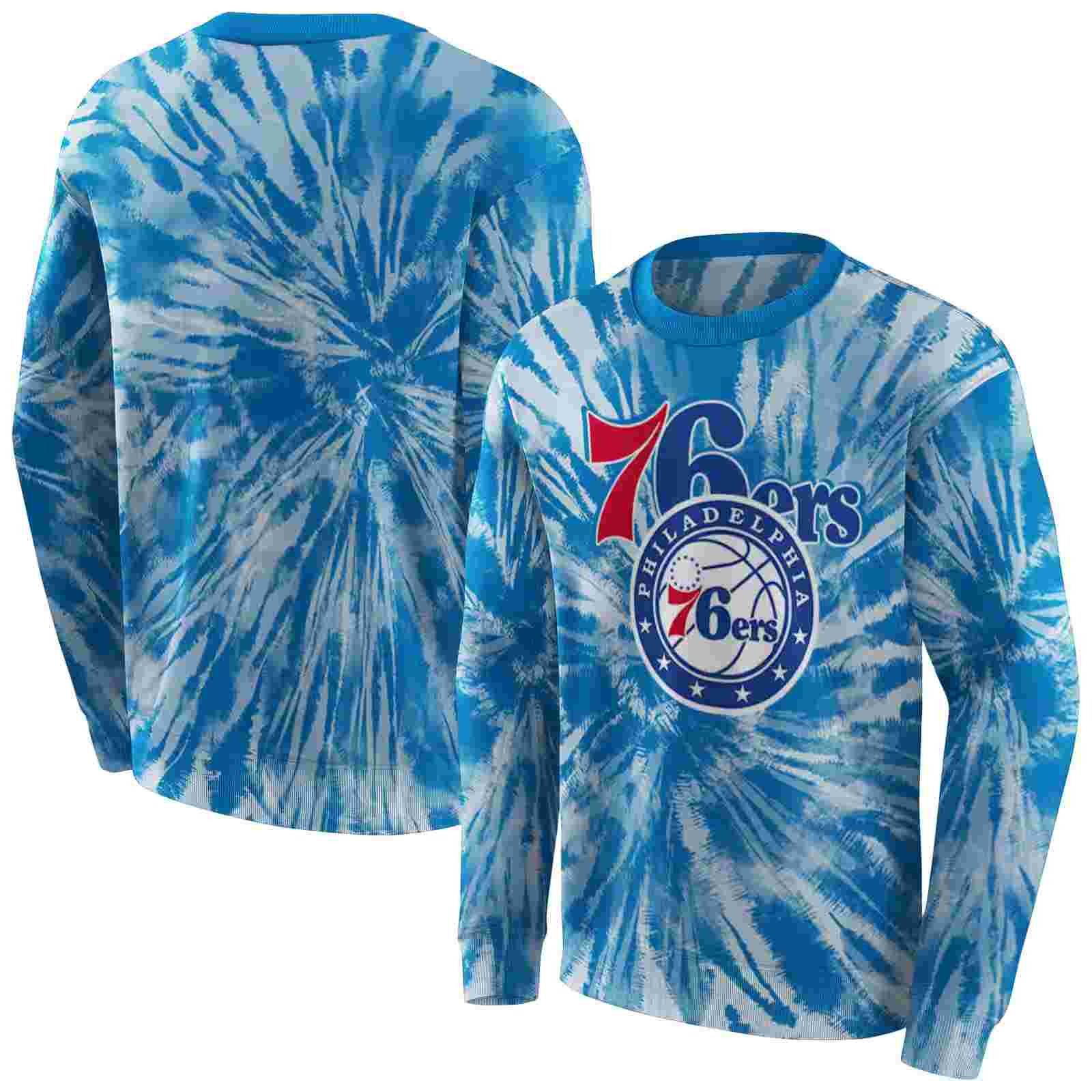 philadelphia 76ers tie dye pattern blue hoodie premium grade