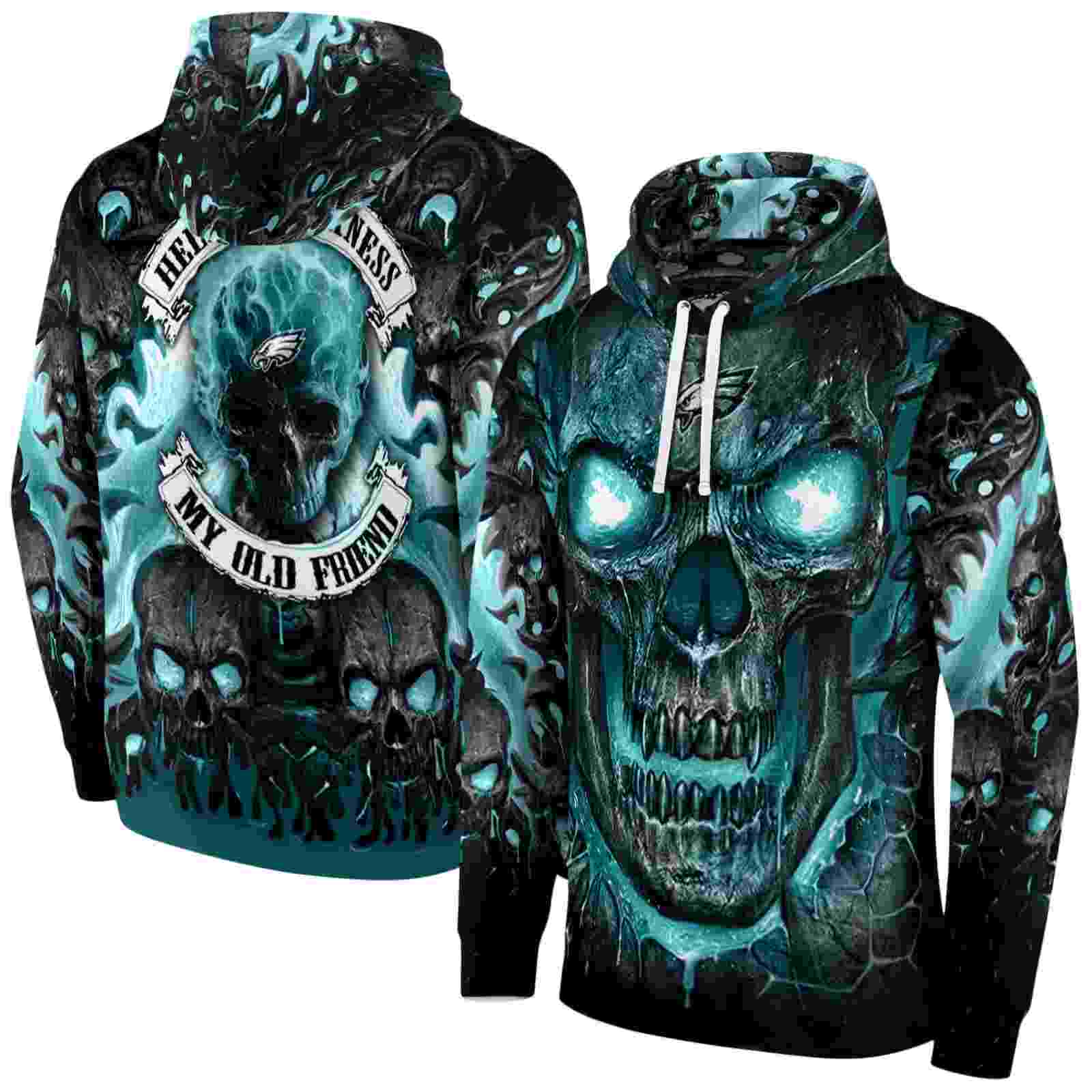 philadelphia eagles demonic skull green black hoodie fashion forward