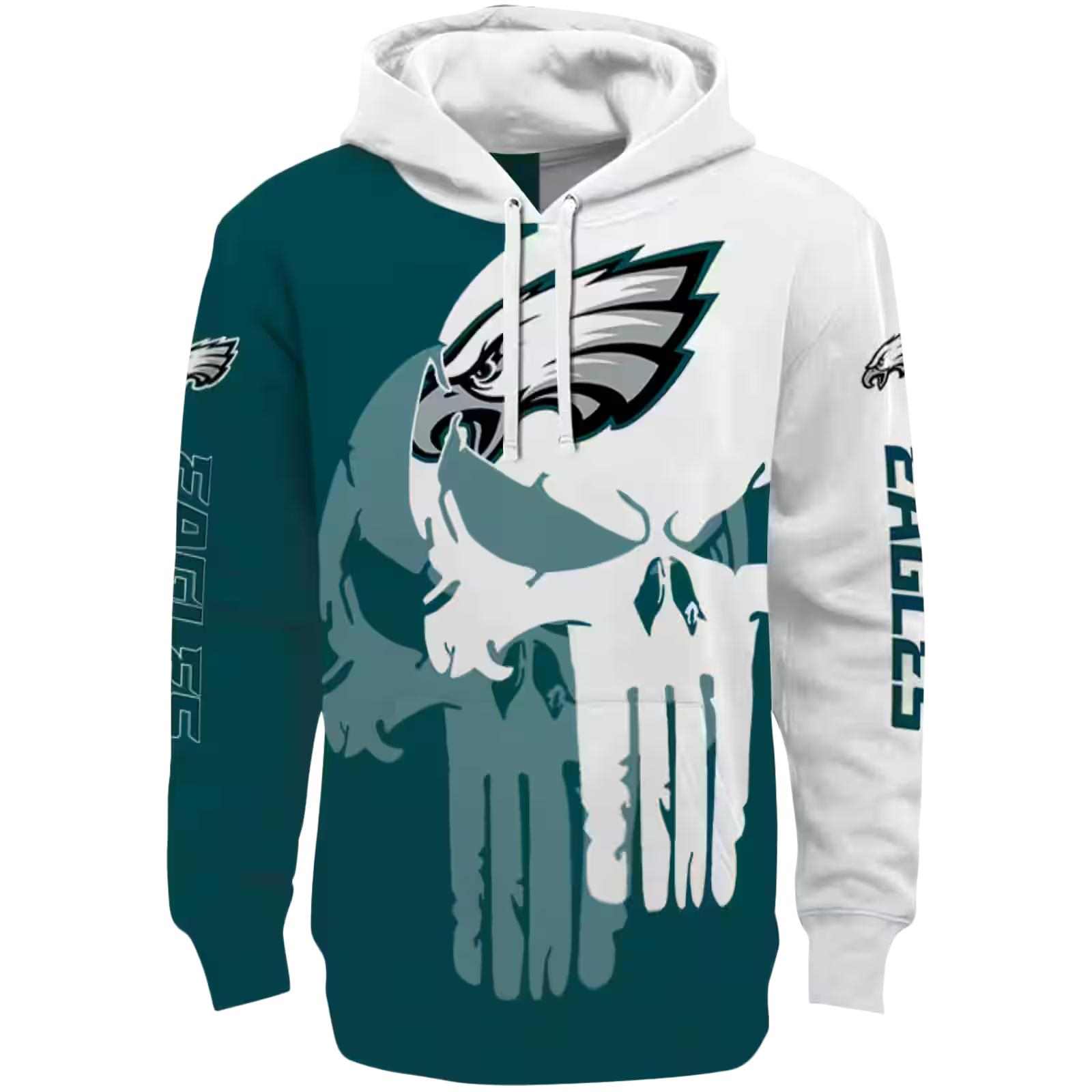Philadelphia Eagles Graphic Punisher Green White Hoodie