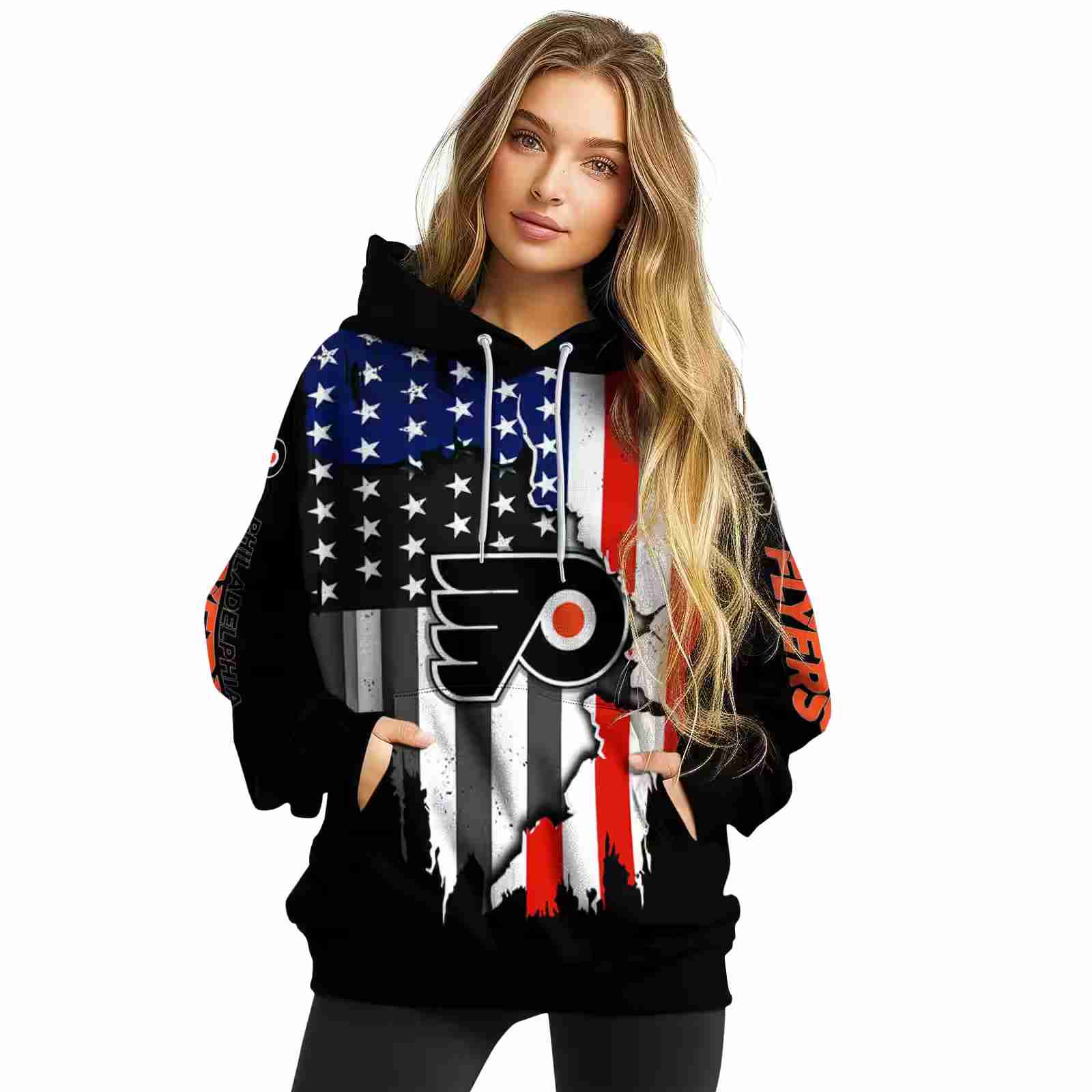 philadelphia flyers american pride black hoodie high quality