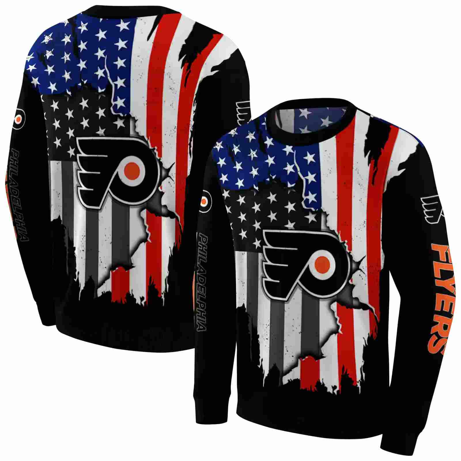 philadelphia flyers american pride black hoodie premium grade