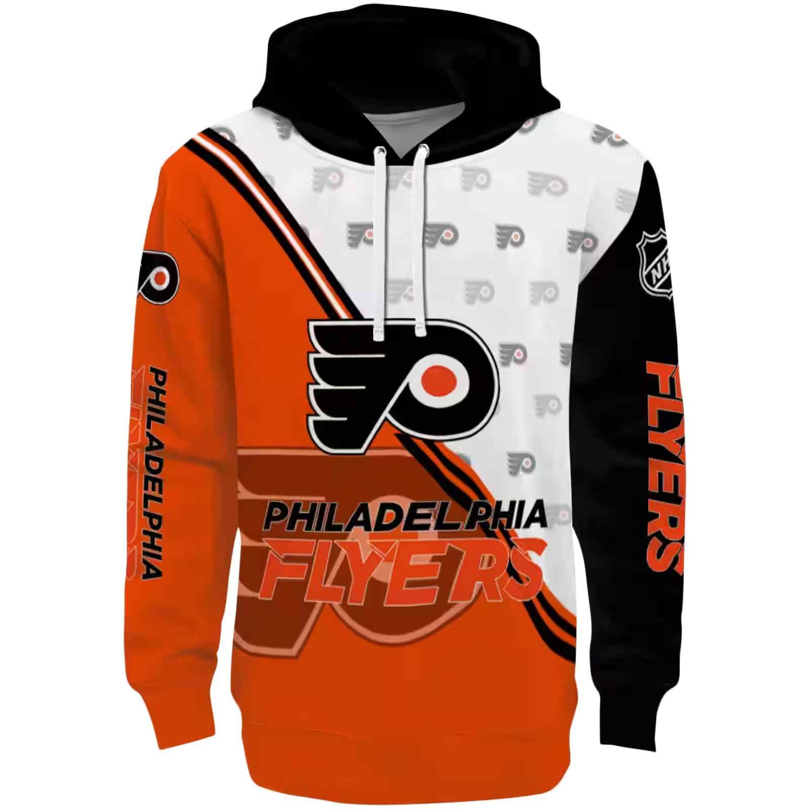 Philadelphia Flyers Diagonal Stripe Orange White Hoodie