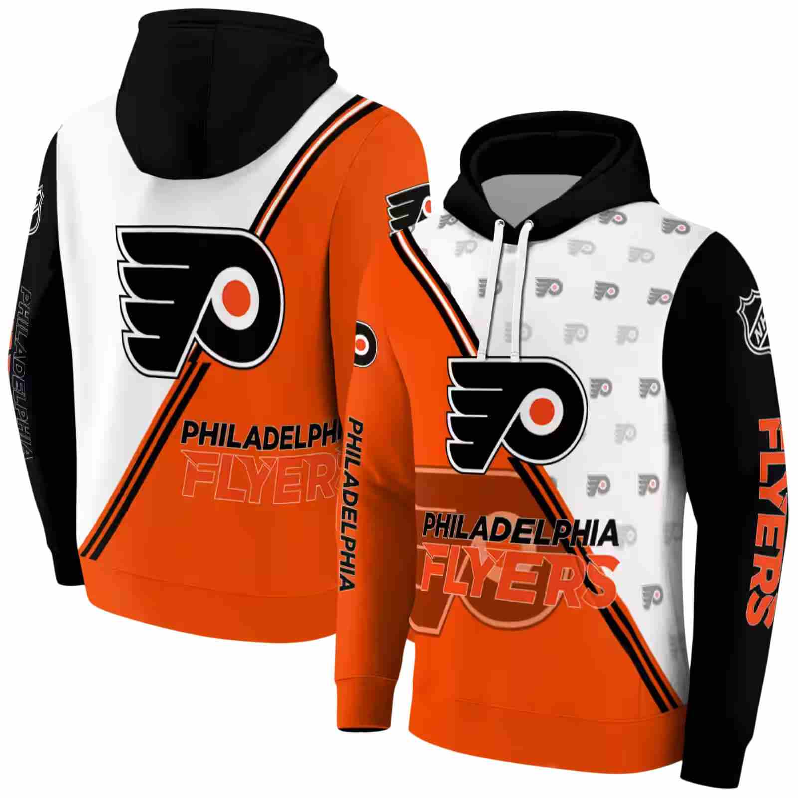 philadelphia flyers diagonal stripe orange white hoodie fashion forward