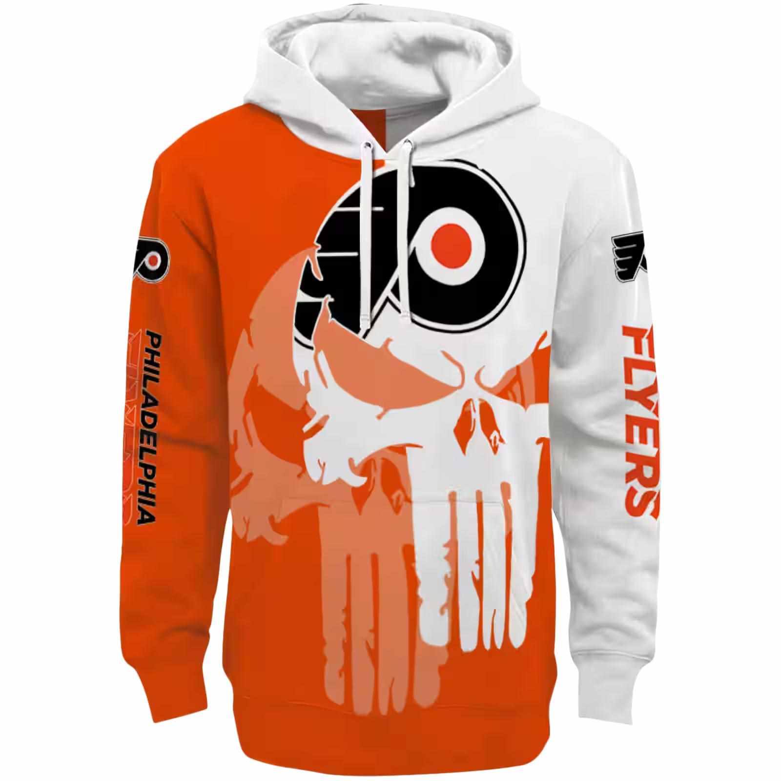 Philadelphia Flyers Graphic Punisher Orange White Hoodie