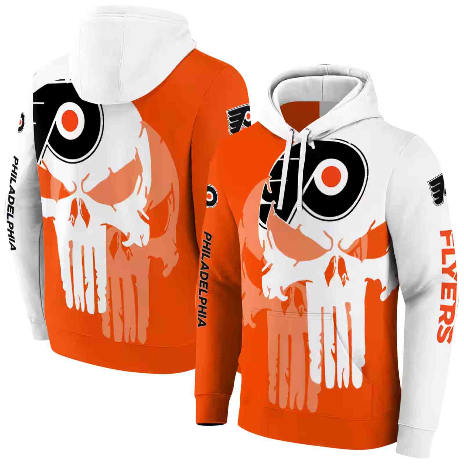 philadelphia flyers graphic punisher orange white hoodie fashion forward