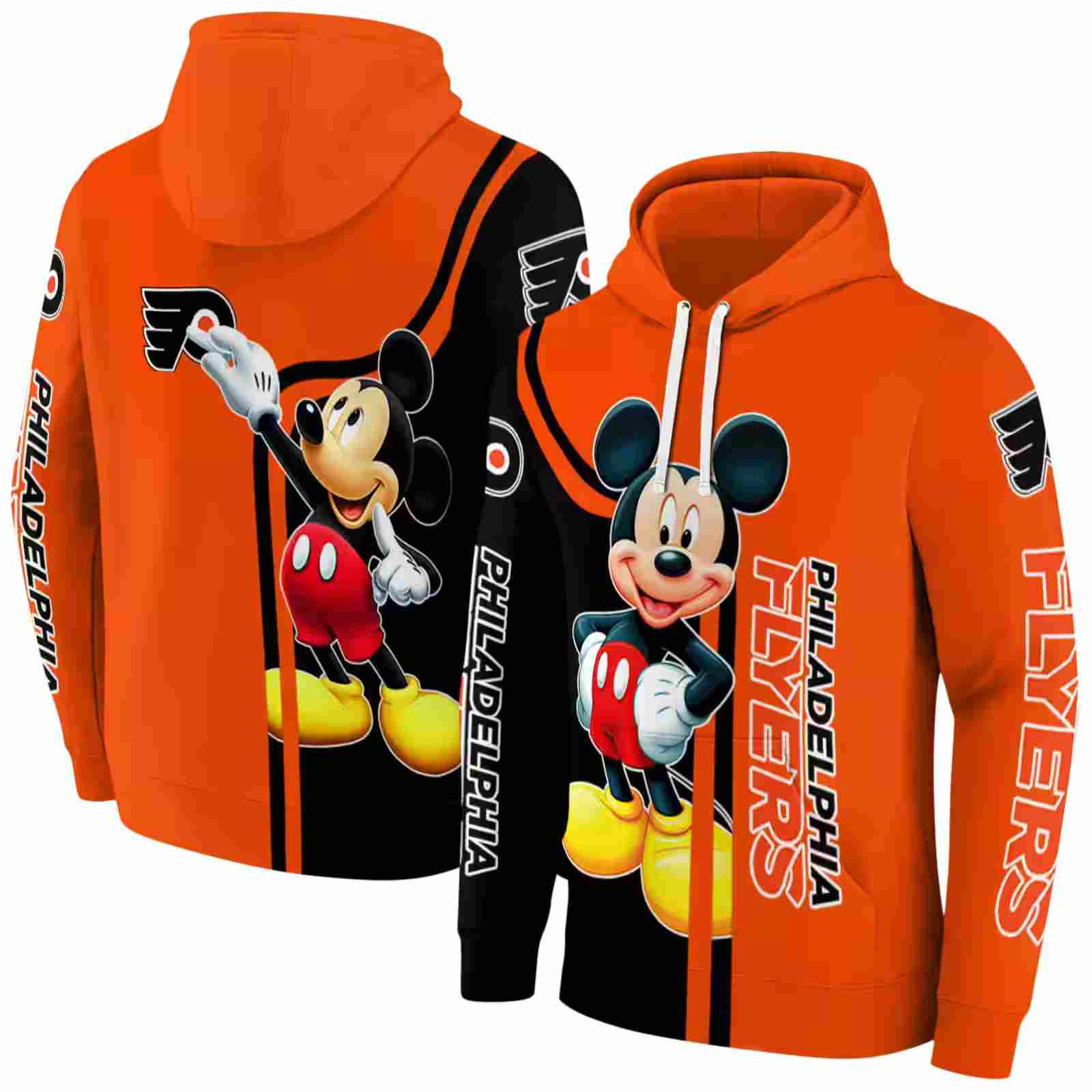 philadelphia flyers mickey mouse orange black hoodie fashion forward