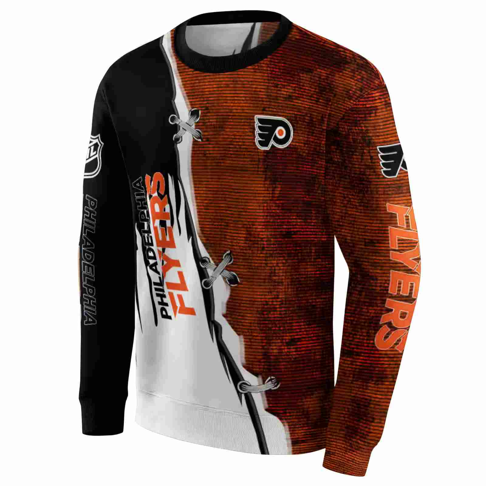 philadelphia flyers ripped pattern orange black white hoodie new arrival