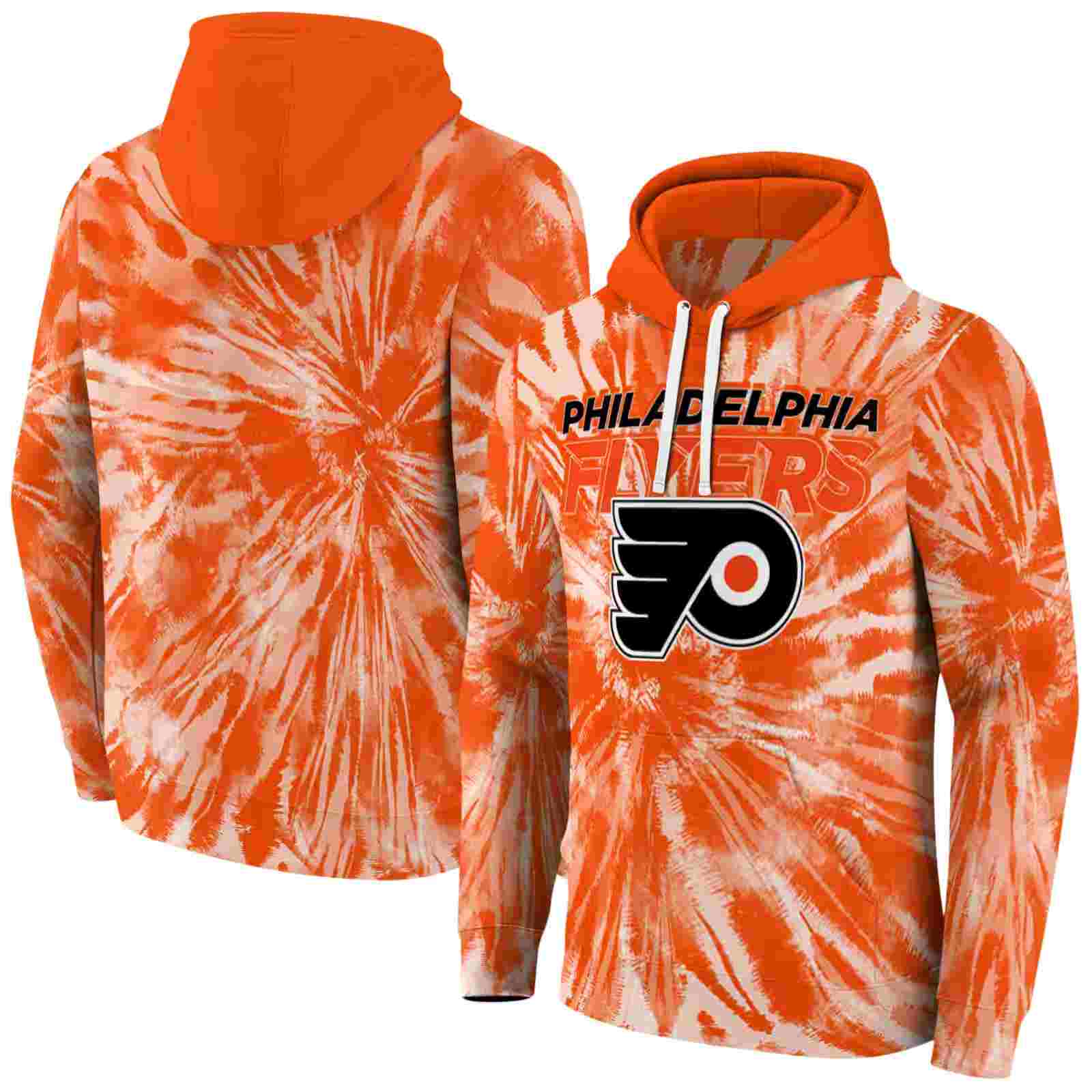 philadelphia flyers tie dye pattern orange hoodie fashion forward